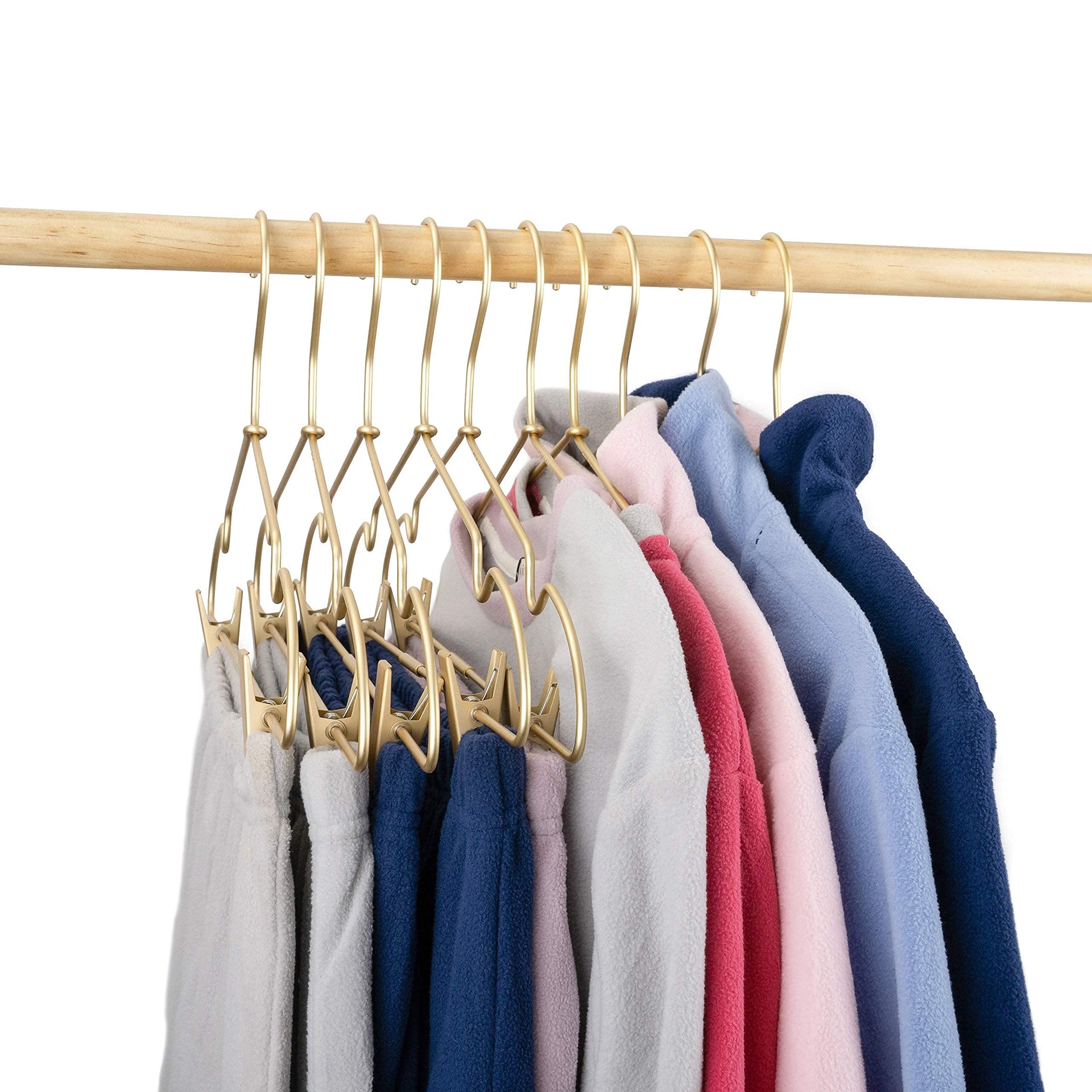 12.5" Gold Metal Baby Clothes Clips Hanger Children Kids Coat Hanger Display and Storage 10Pack (10 Count)