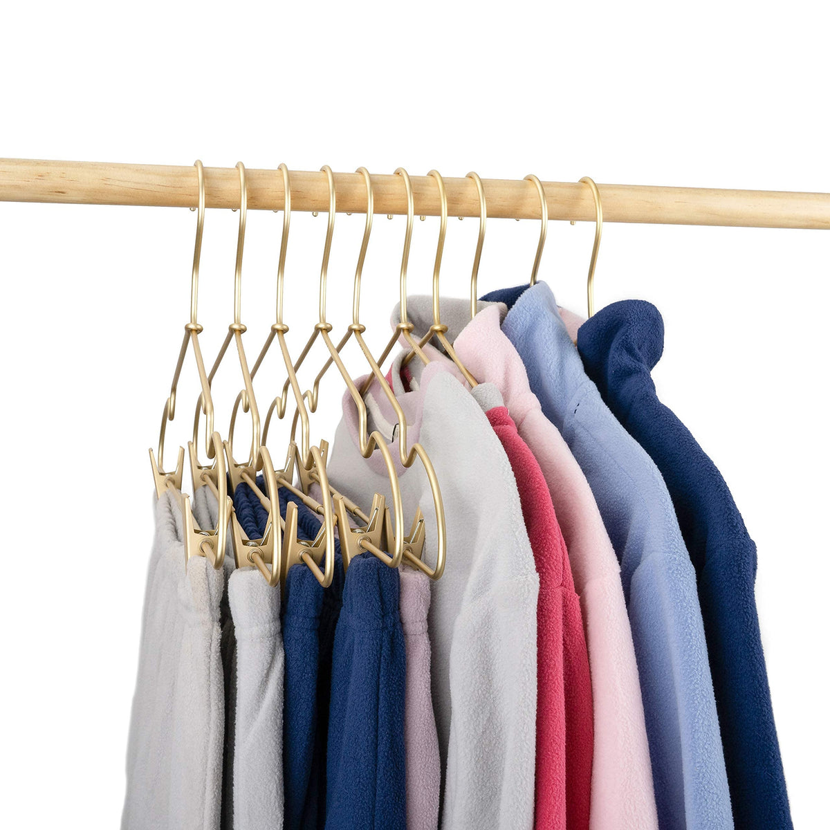 12.5" Gold Metal Baby Clothes Clips Hanger Children Kids Coat Hanger Display and Storage 10Pack (10 Count)
