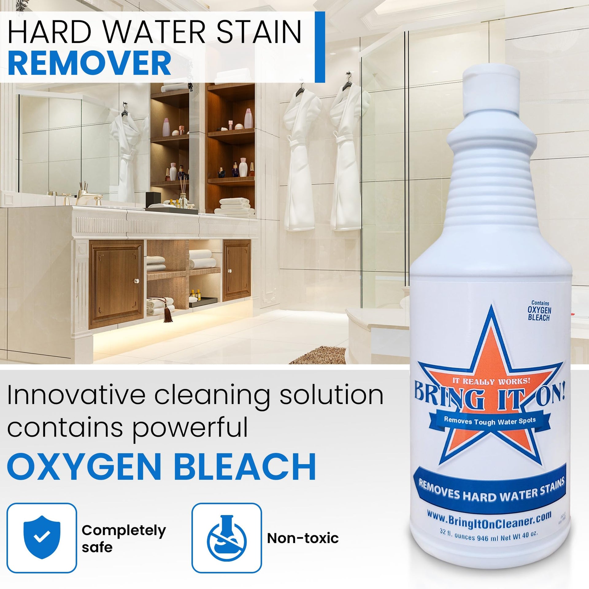Bring It On Hard Water Stain Remover Grout Cleaner 32oz Fresh Mint (64 Fl Oz)