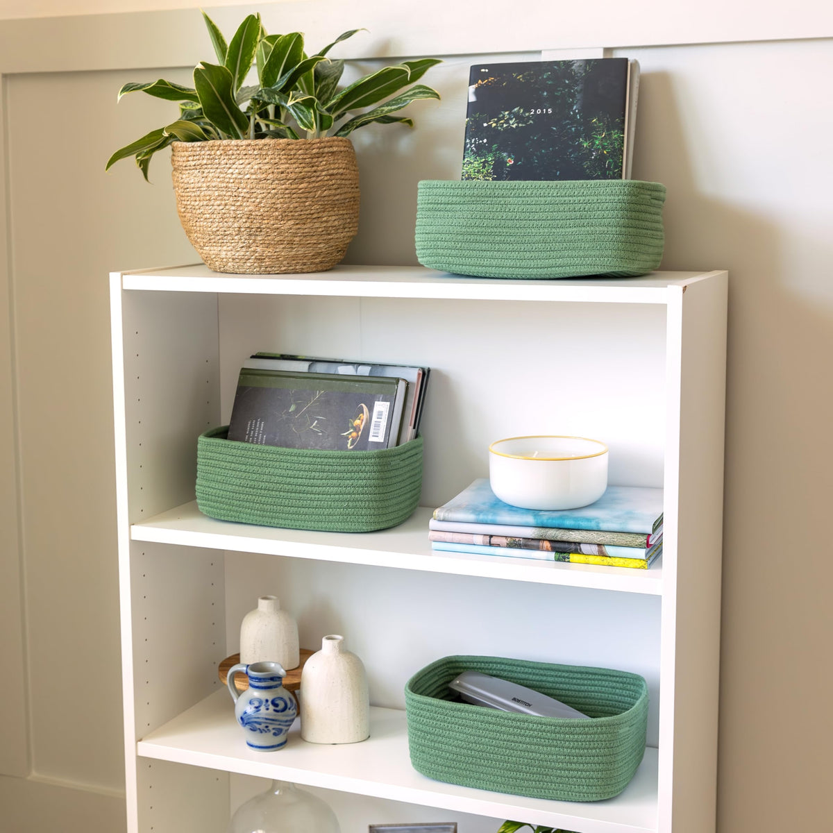 11.8"x8"x4.5” Rectangle Storage Baskets for Shelves 3 Pack (3 Count)