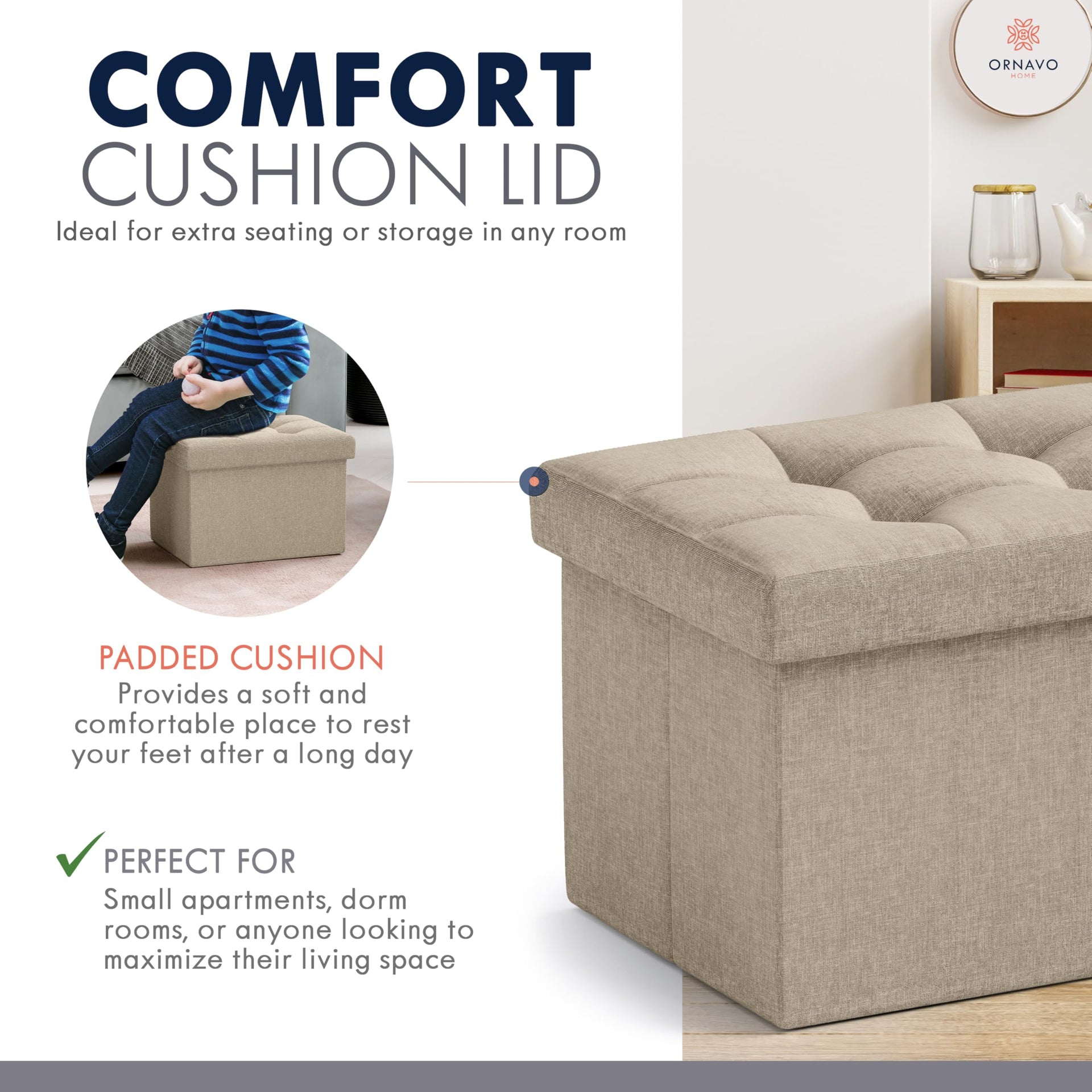 Small Rectangle Ottoman Set of 2