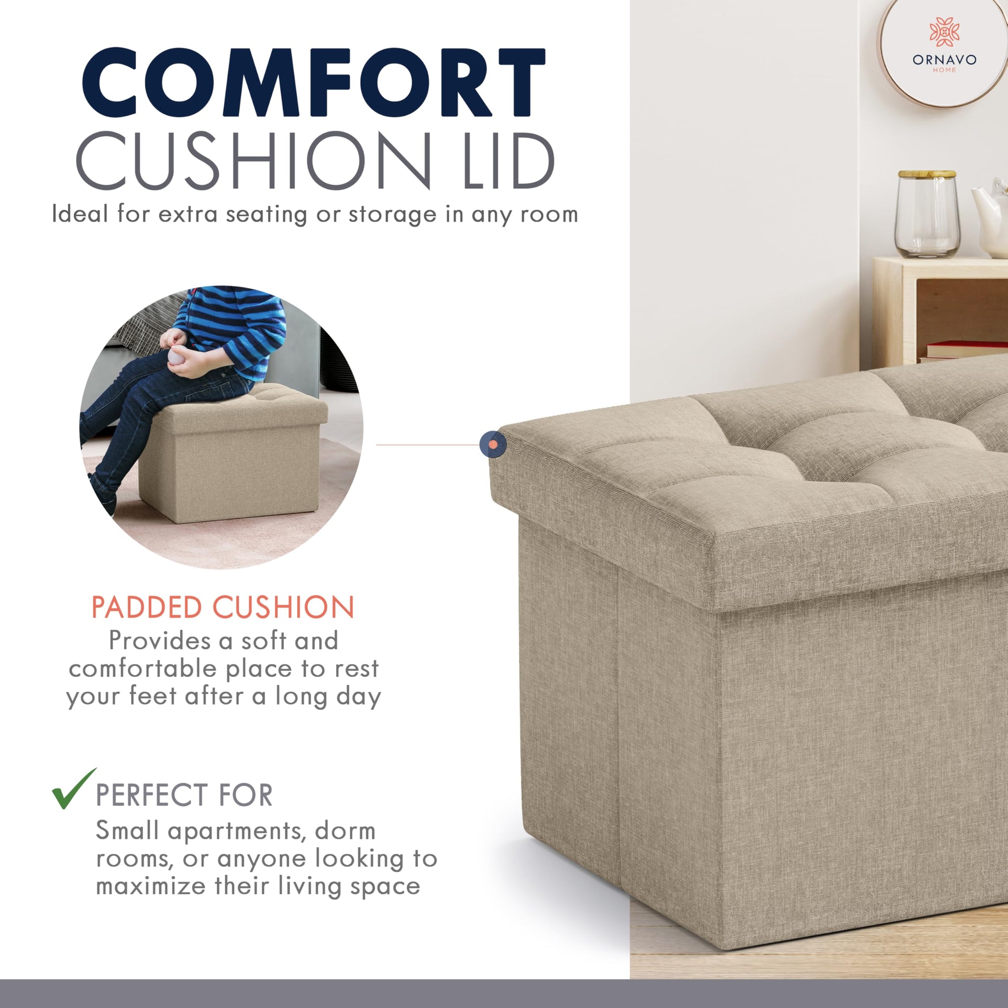 Small Rectangle Ottoman Set of 2