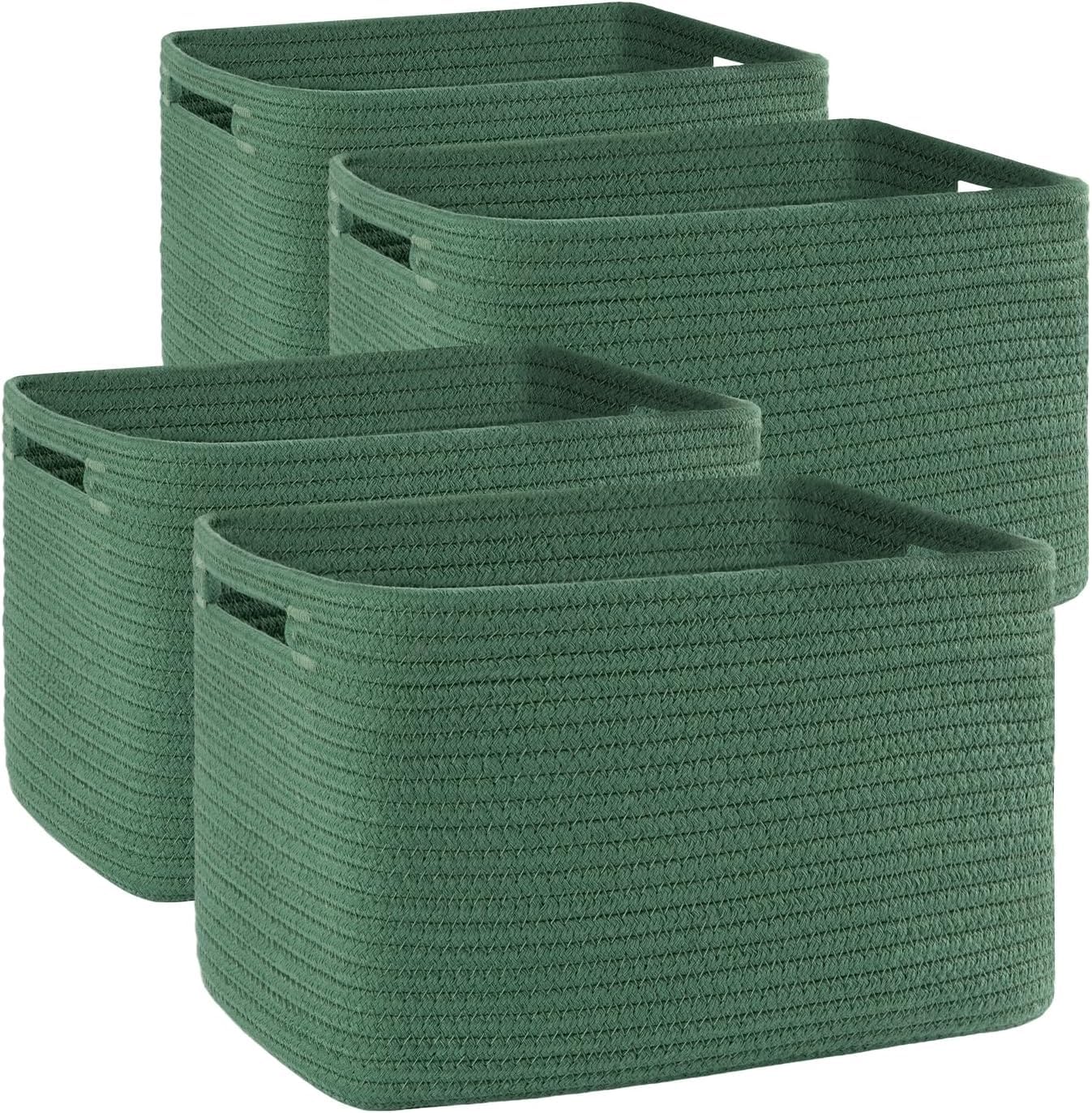 4 Pack Storage Baskets for Organizing 15L Cube Storage Bins Green (4 Count)