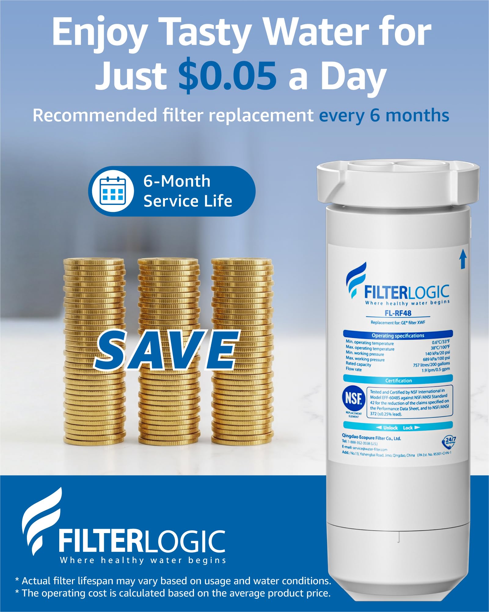 XWF Water Filter Replacement for GE® XWF (3 Count)