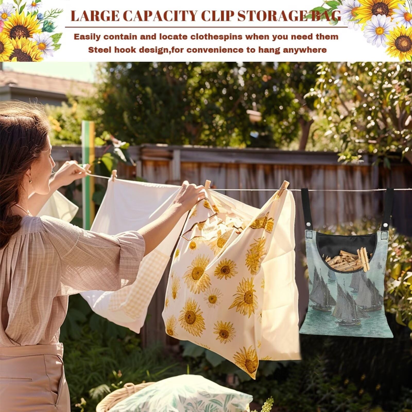 Monet Oil Painting Outdoor Clothespin Bag