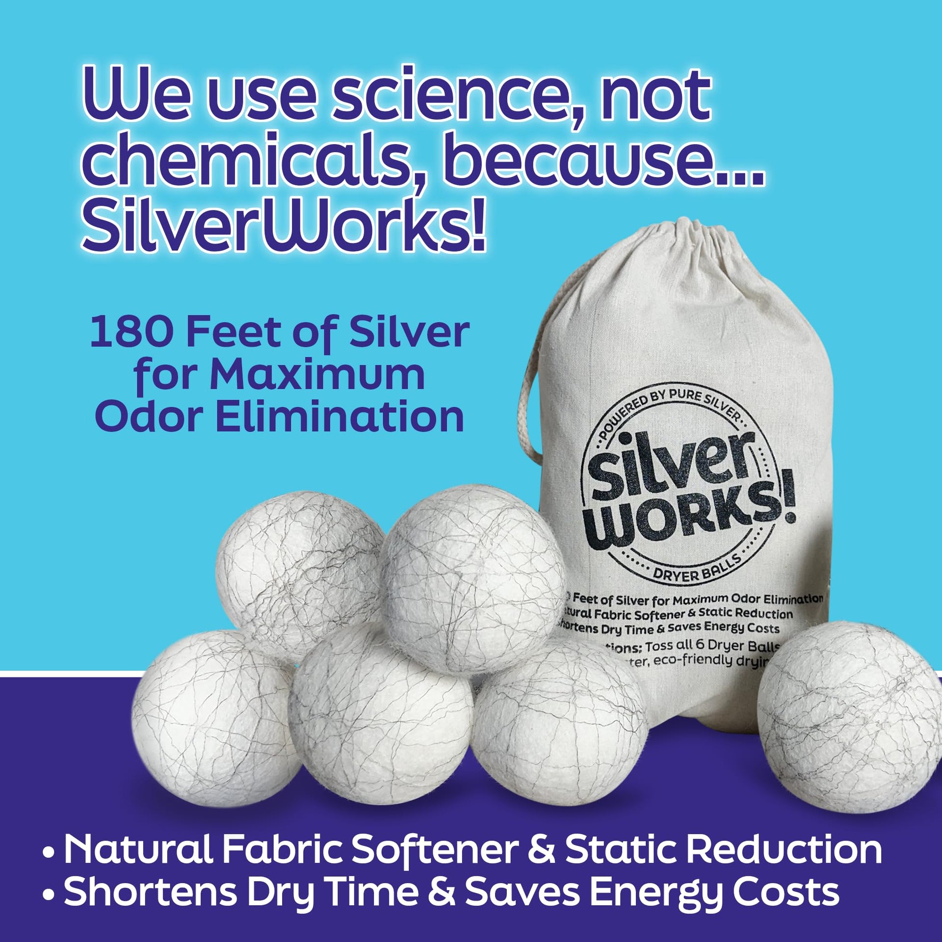 Wool Dryer Balls Laundry Reusable (6 Count)