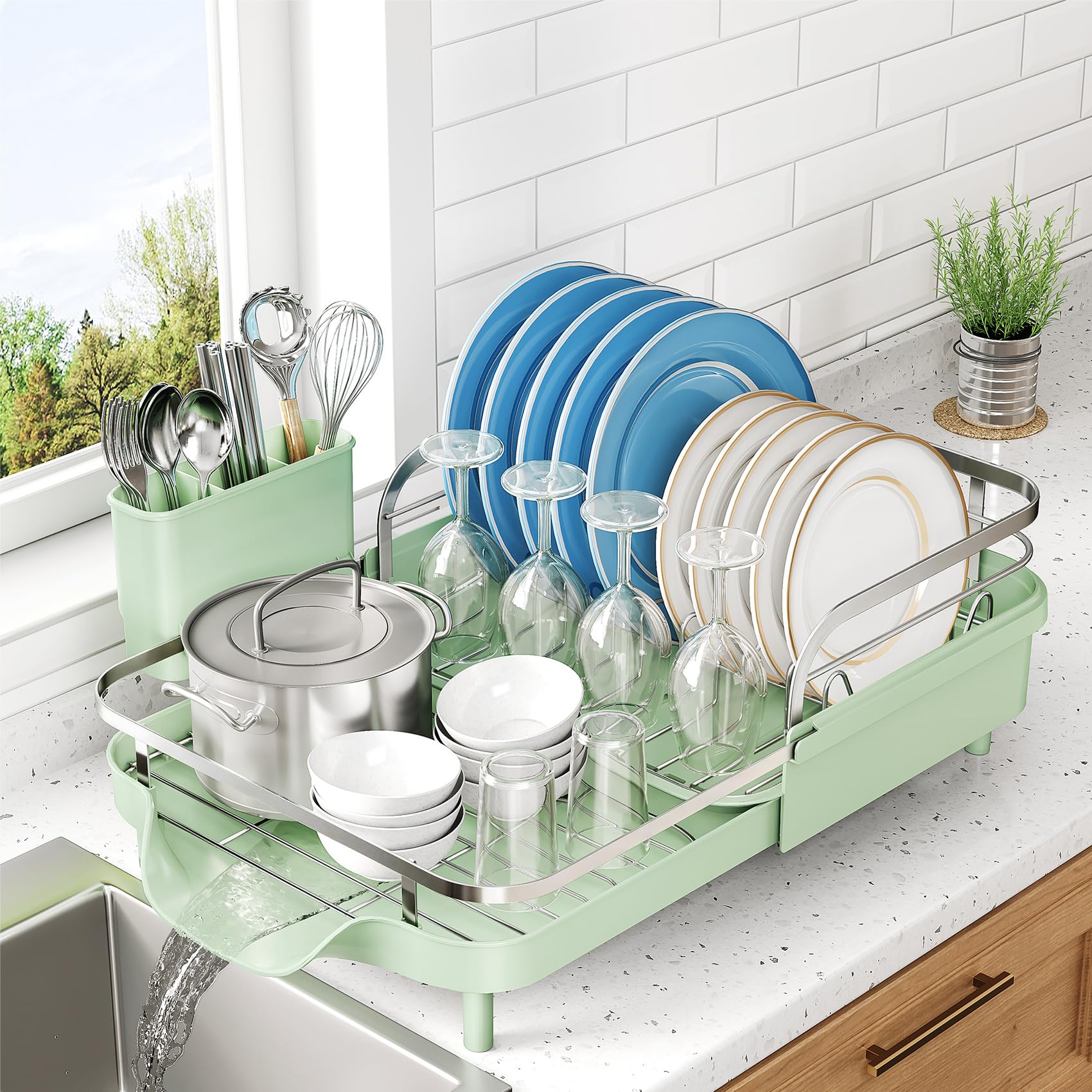 Expandable Dish Drying Rack for Kitchen Counter