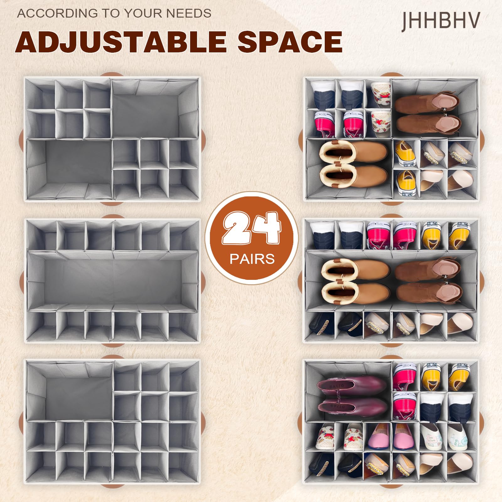 1 Pack Shoe Organizer for Closet with Adjustable Divider Shoe Storage Box
