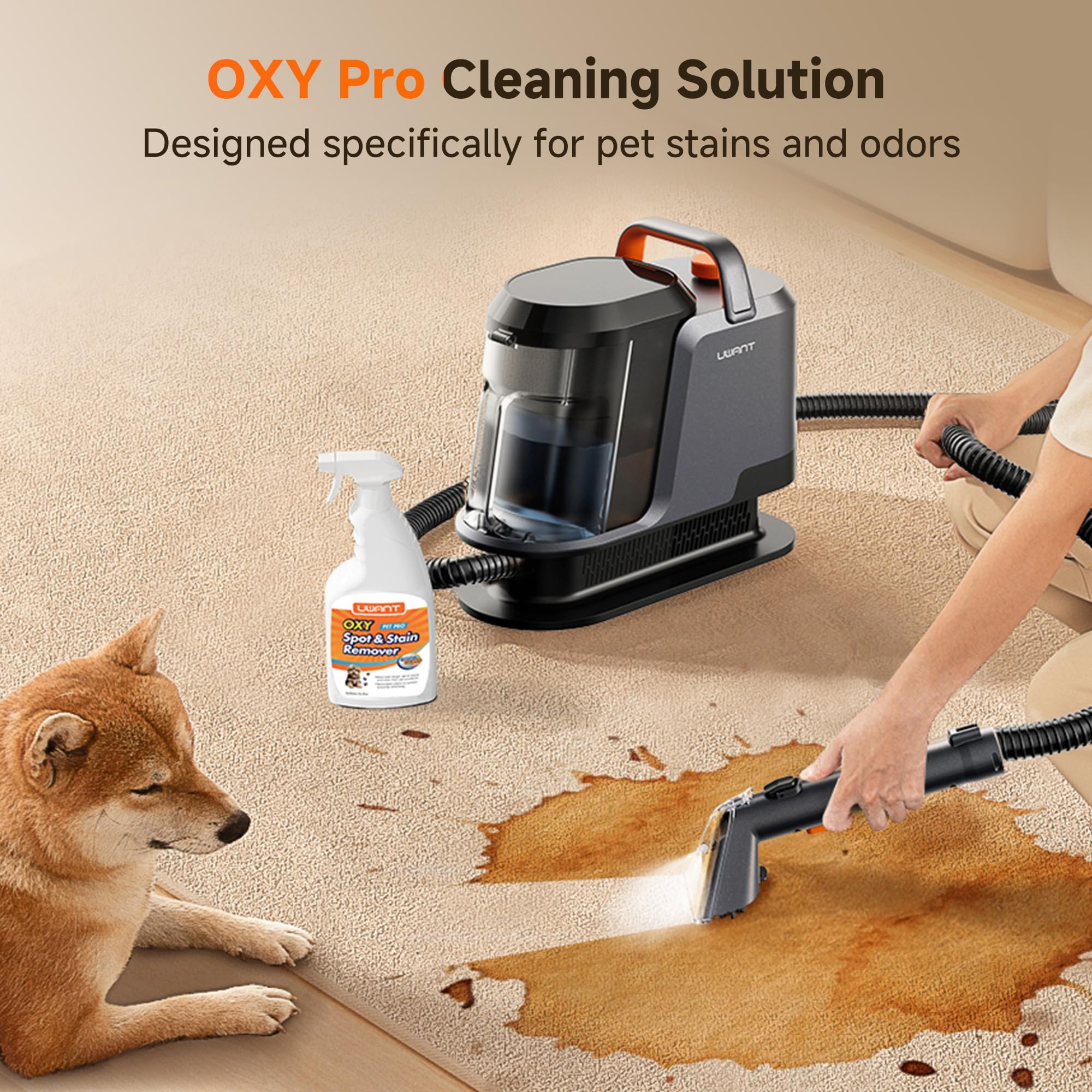 18Kpa Carpet Cleaner Machine with Pet Pro Cleaner&Tools Set of 1
