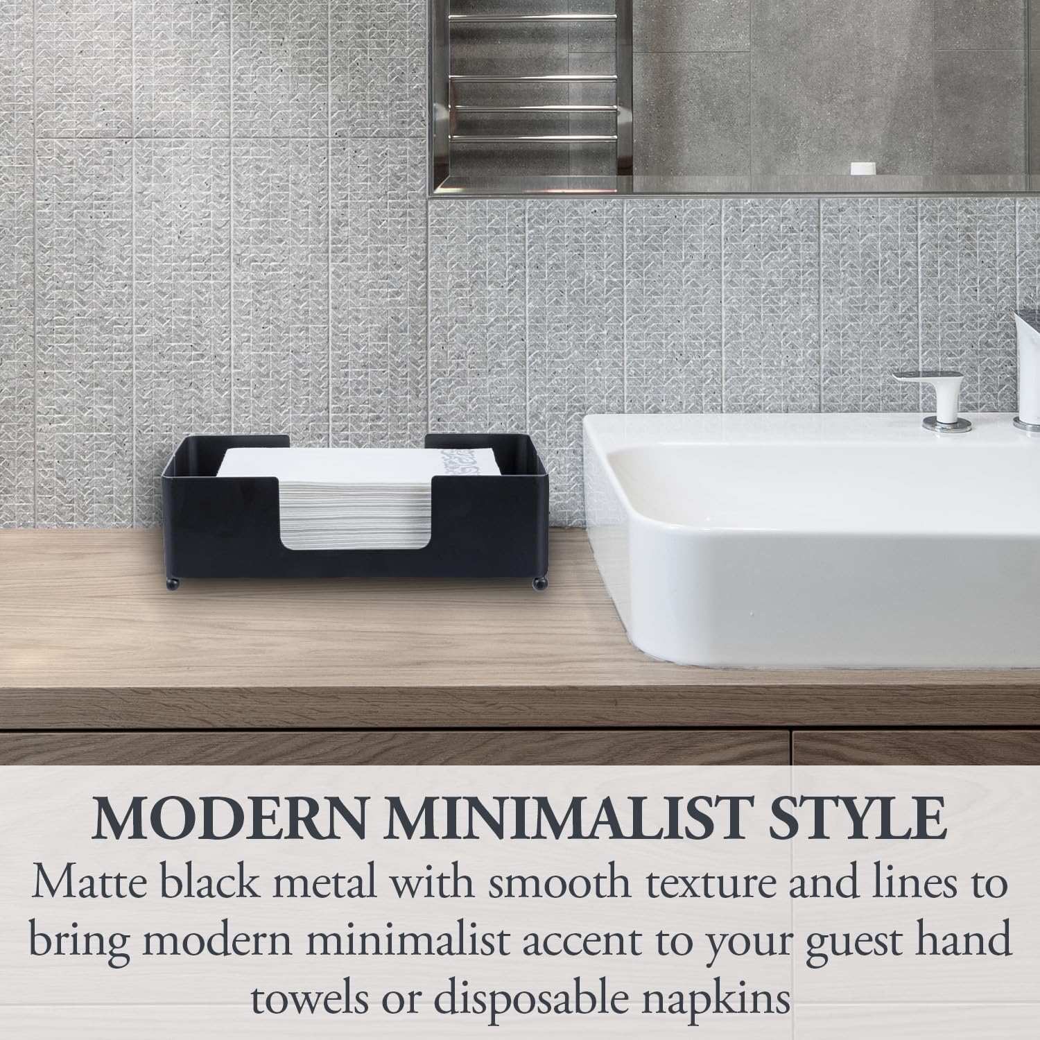 Modern Matte Black Metal Folded Paper Towel Holder for Commercial & Guest Bathroom