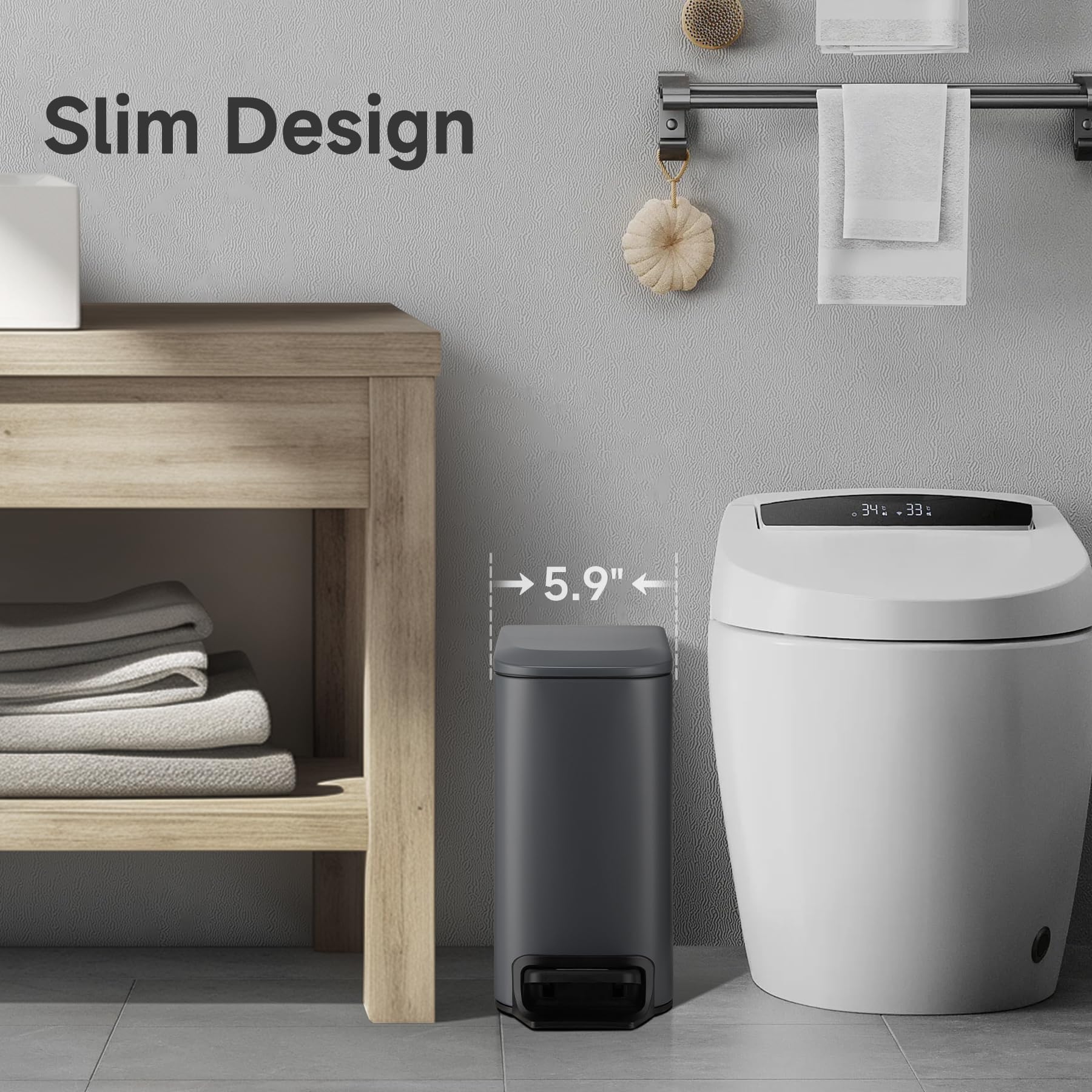 Small Bathroom Trash Can with Lid