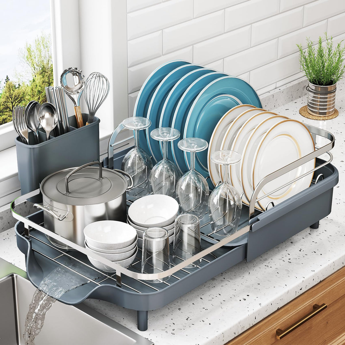 Expandable Dish Drying Rack for Kitchen Counter