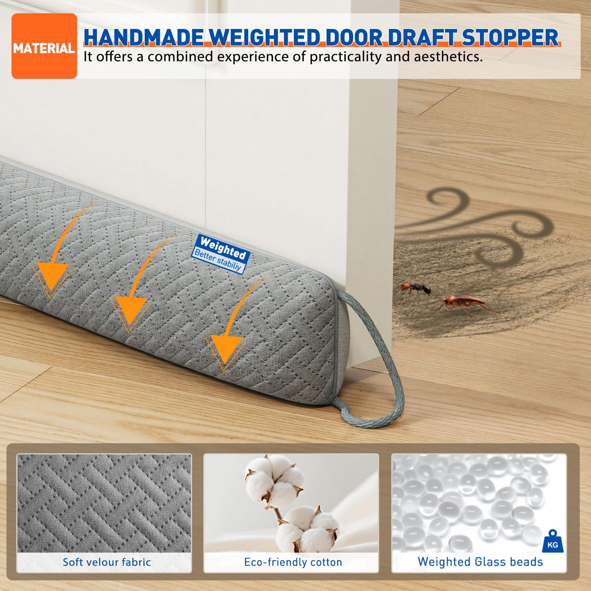 Door Draft Stopper for Bottom of Door 36 Inches