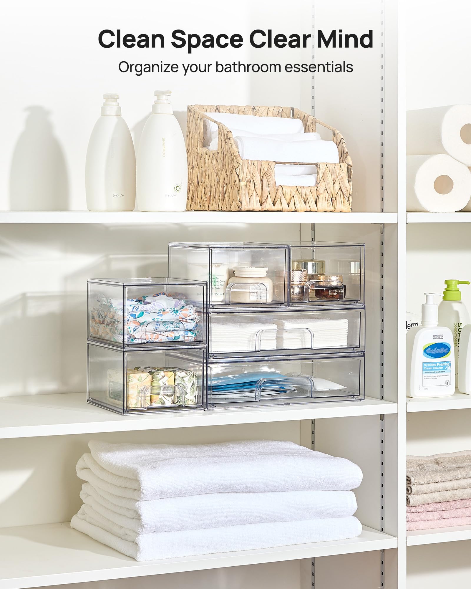Clear Stackable Storage Drawers Set of 6 (6 Count)