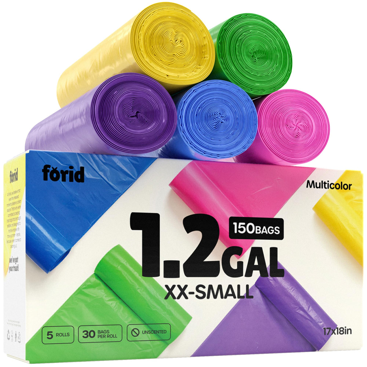 Small Trash Bags 1.2 Gallon Colored (150 Count)