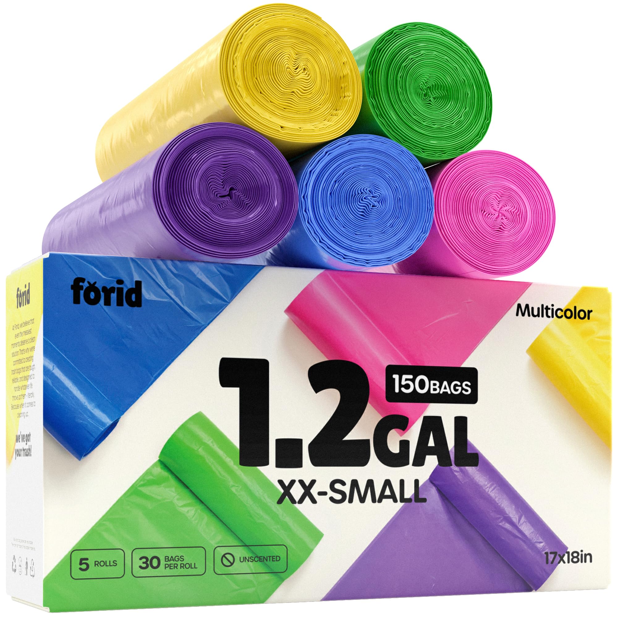 Small Trash Bags 1.2 Gallon Colored (150 Count)