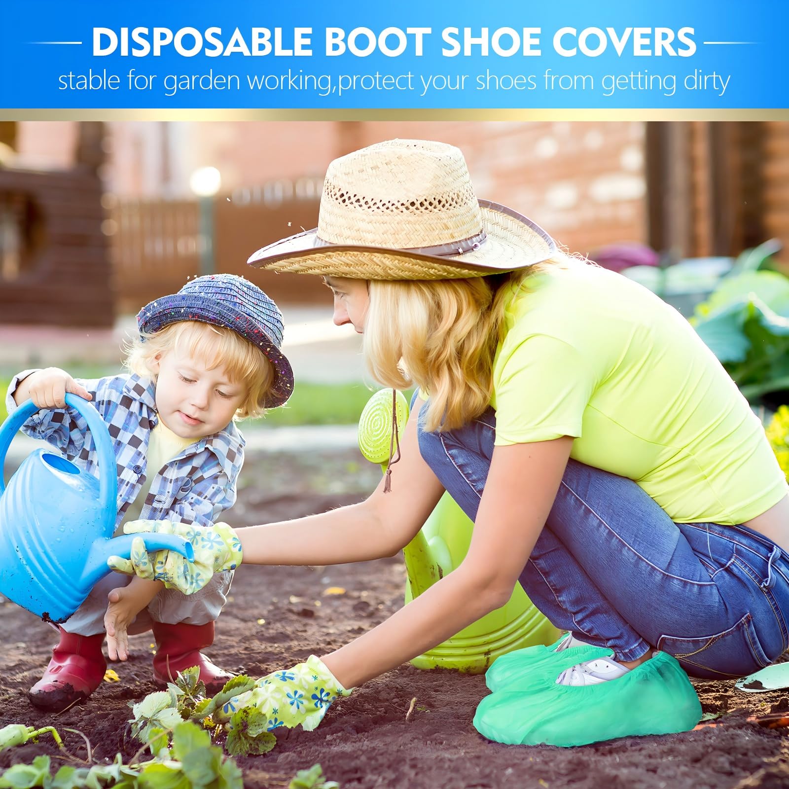 300 Pack Disposable Shoe Covers Non Slip Disposable Large Foot Booties Shoe Covers for Indoors Contractors Floor and Carpet Protectors