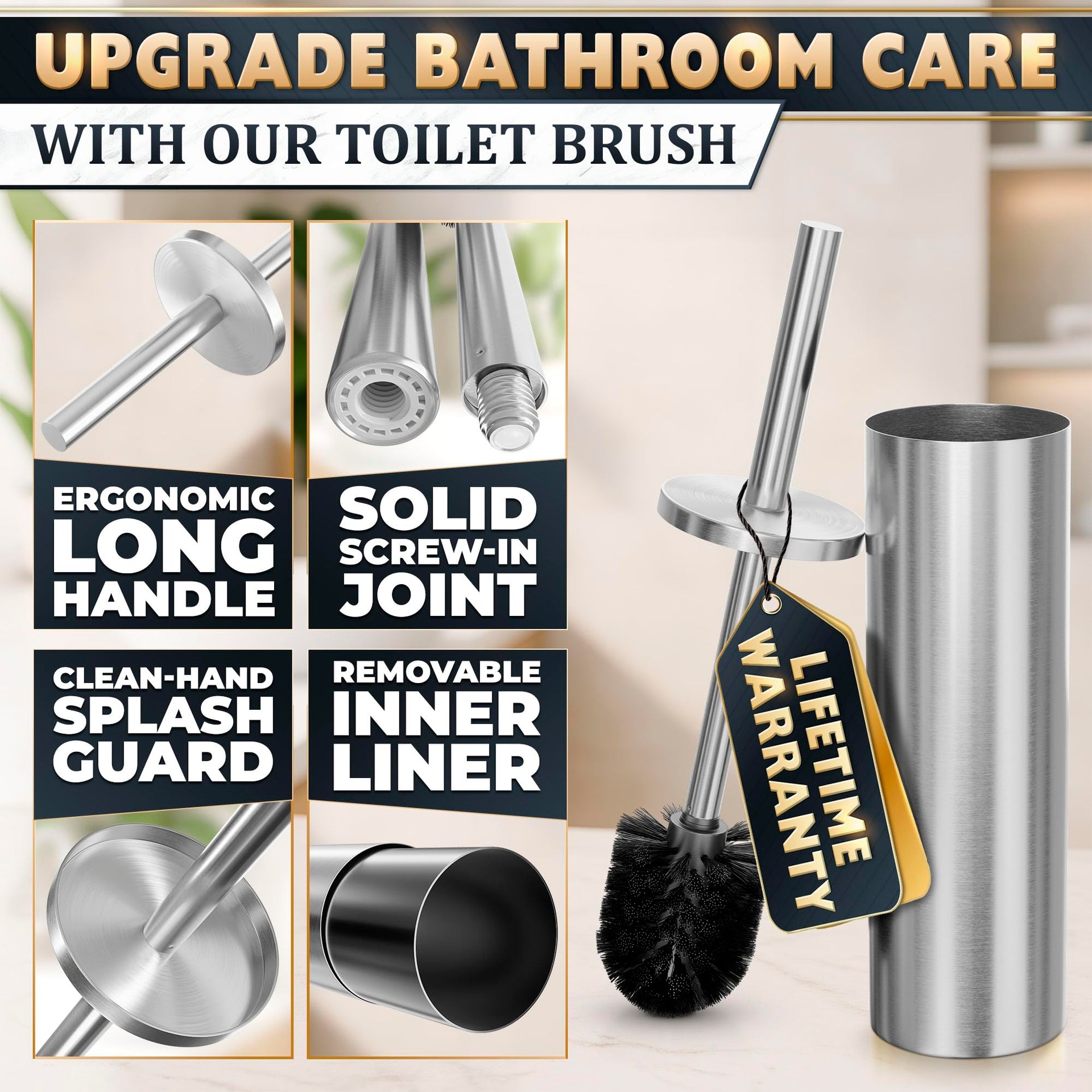 Stainless Steel Toilet Brush and Holder Set