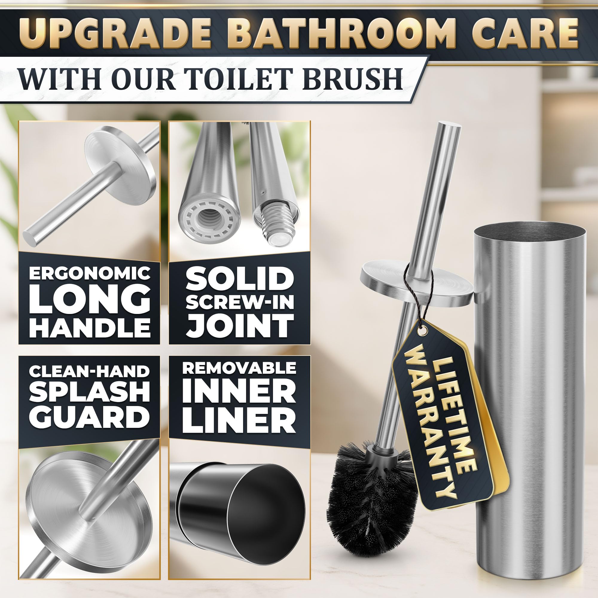 Stainless Steel Toilet Brush and Holder Set