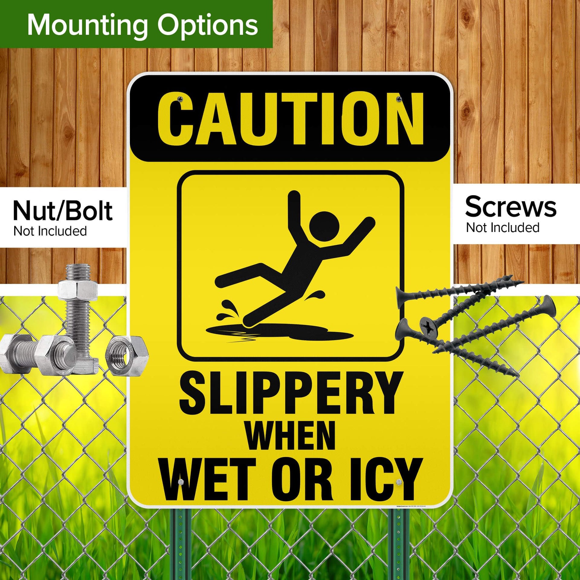 Caution Slippery When Wet Sign or ICY Sign