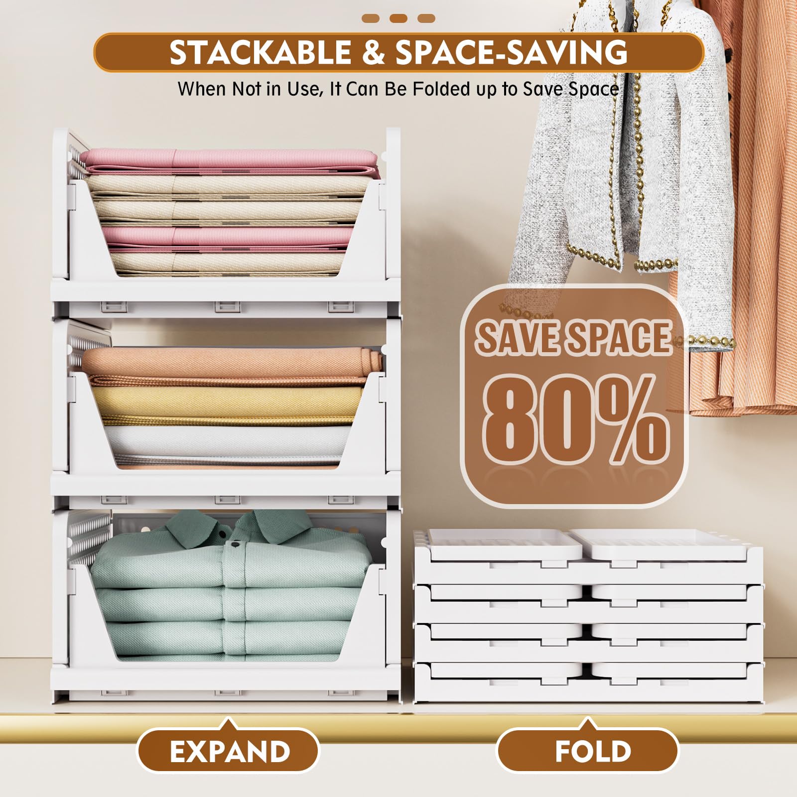 5 Pack Stackable Closet Organizer Box (5 Count)