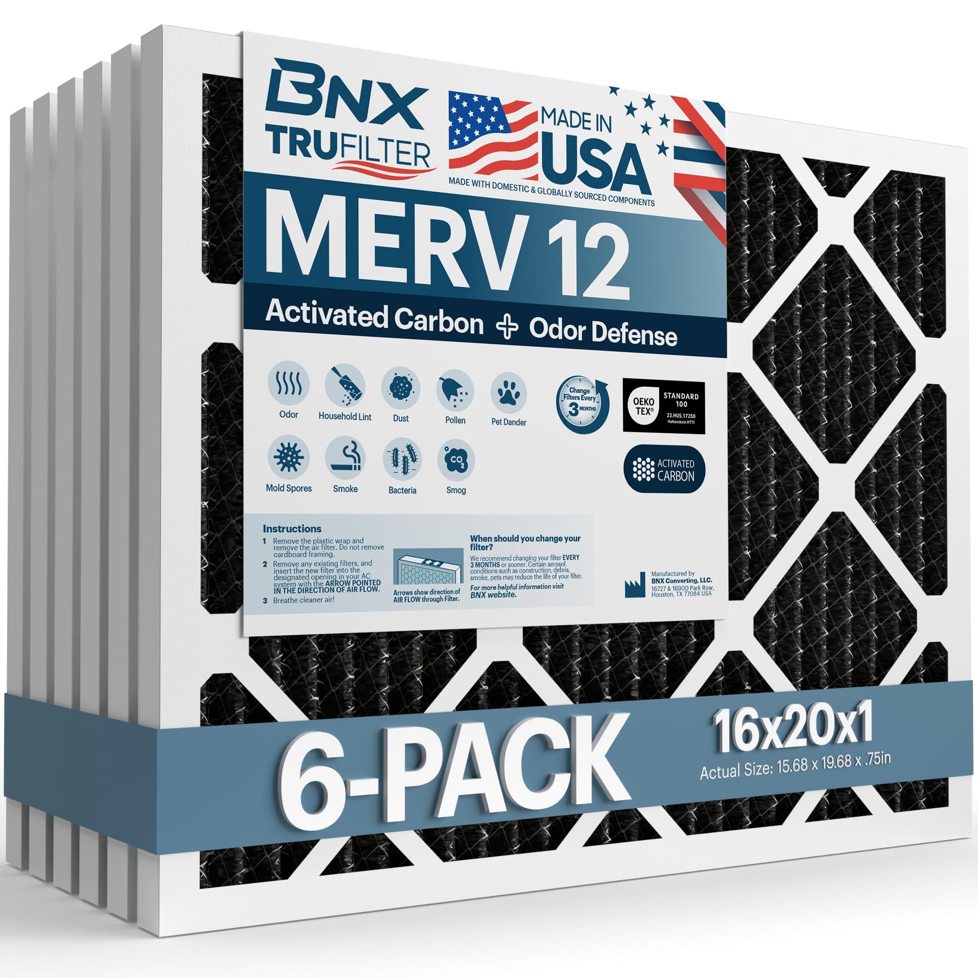 TruFilter 16x20x1 MERV 12 Odor Defense (6 Count)