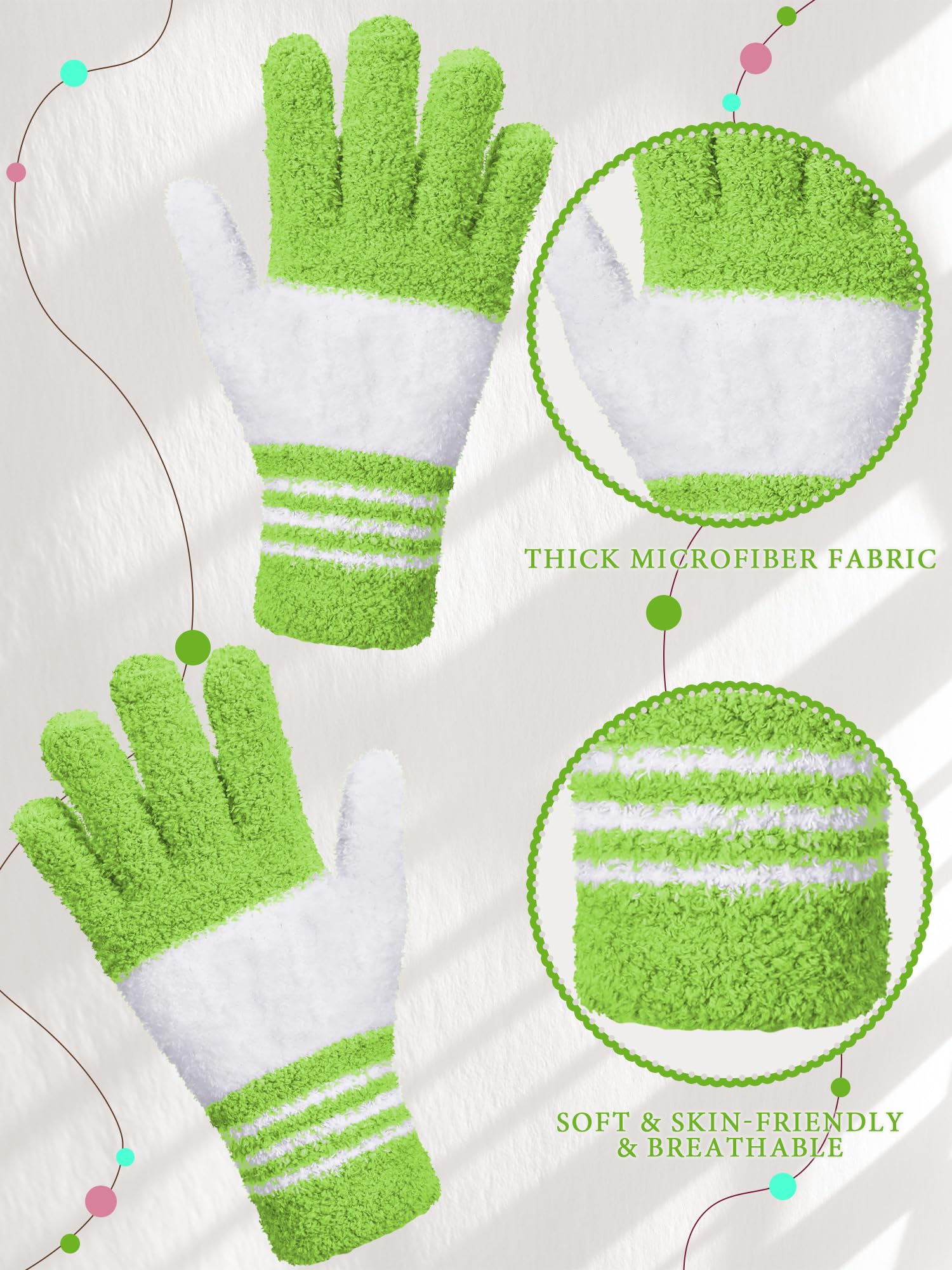 3 Pairs Microfiber Dusting Gloves for Plants Leaf (3 Count)