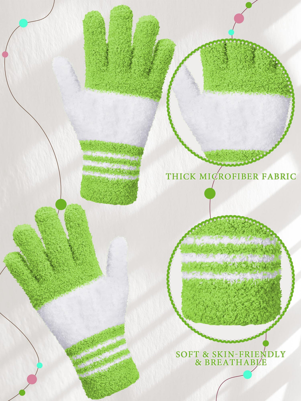 3 Pairs Microfiber Dusting Gloves for Plants Leaf (3 Count)