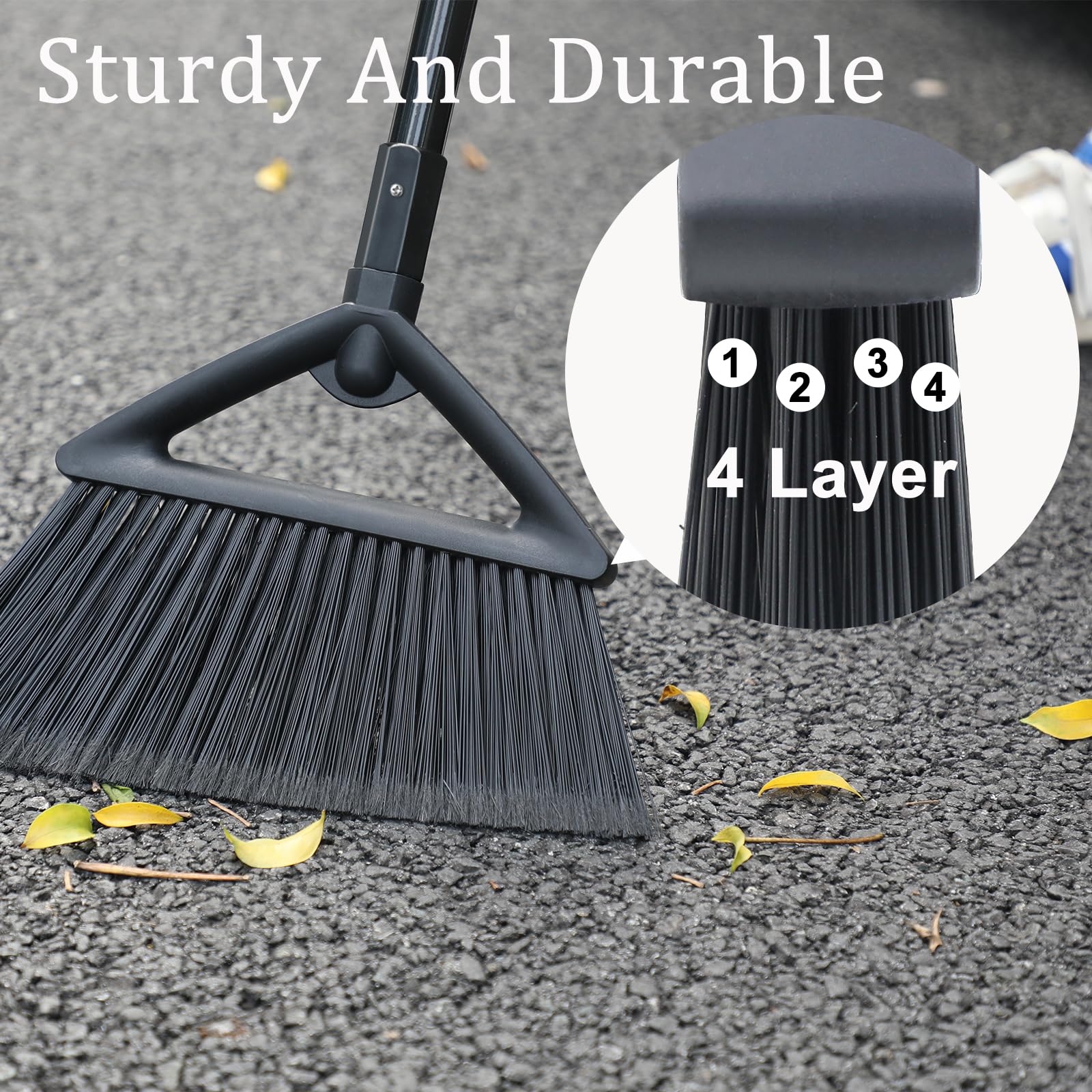 Heavy Duty Black Angle Broom with Long Handle (3 Count)