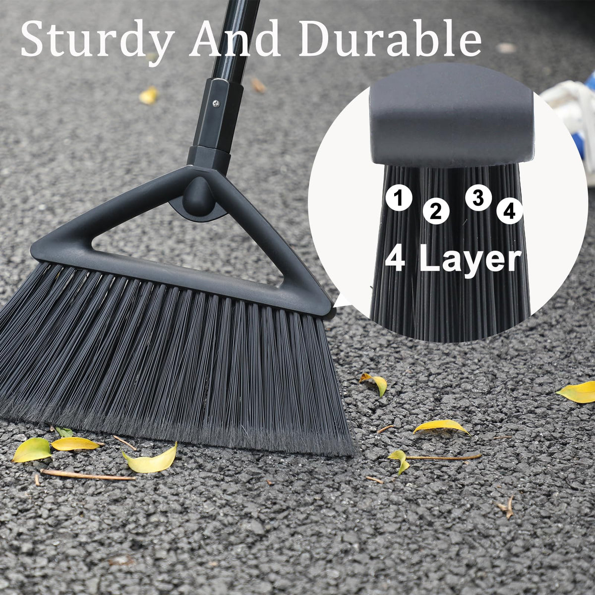 Heavy Duty Black Angle Broom with Long Handle (2 Count)