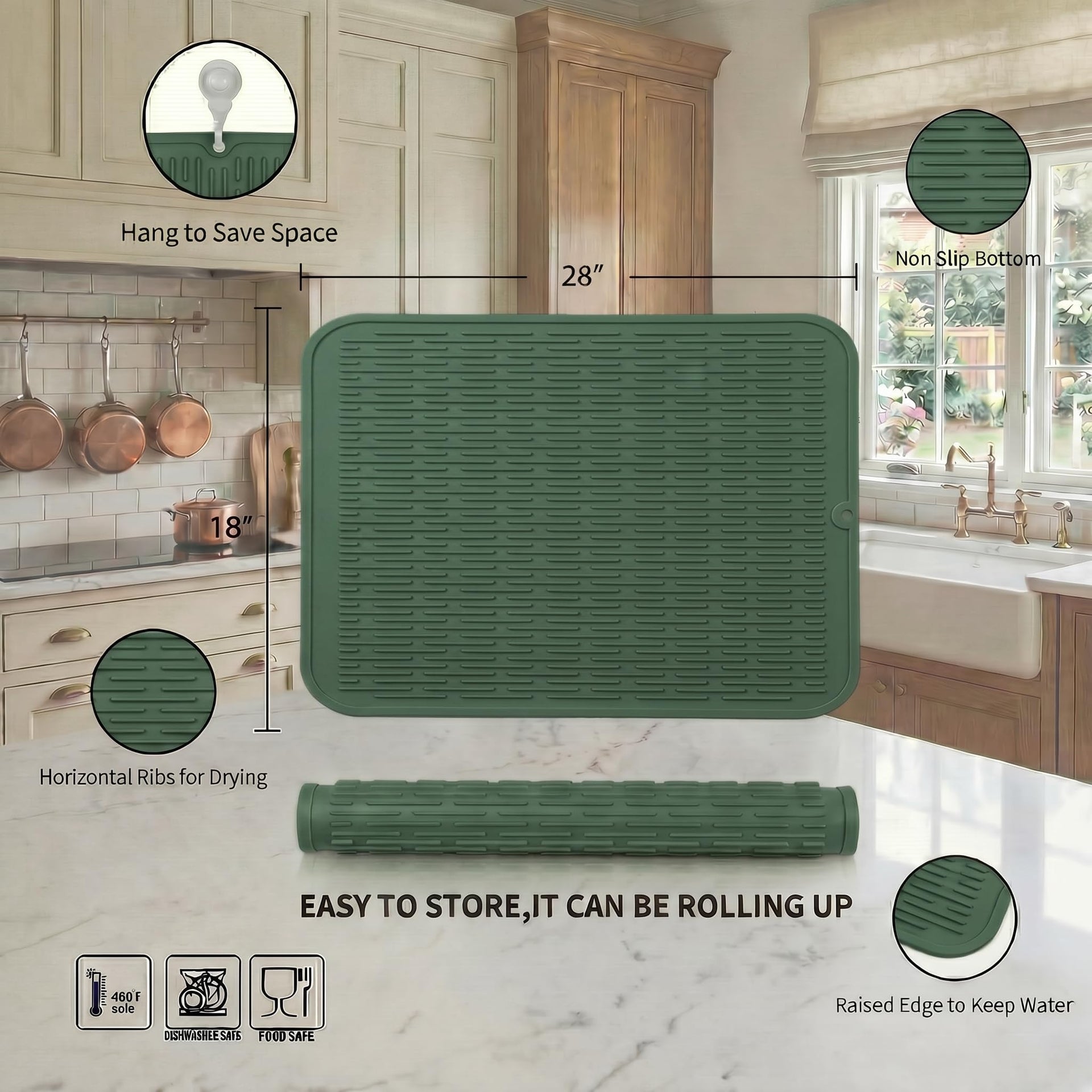 Silicone Dish Drying Mat for Multiple Usage