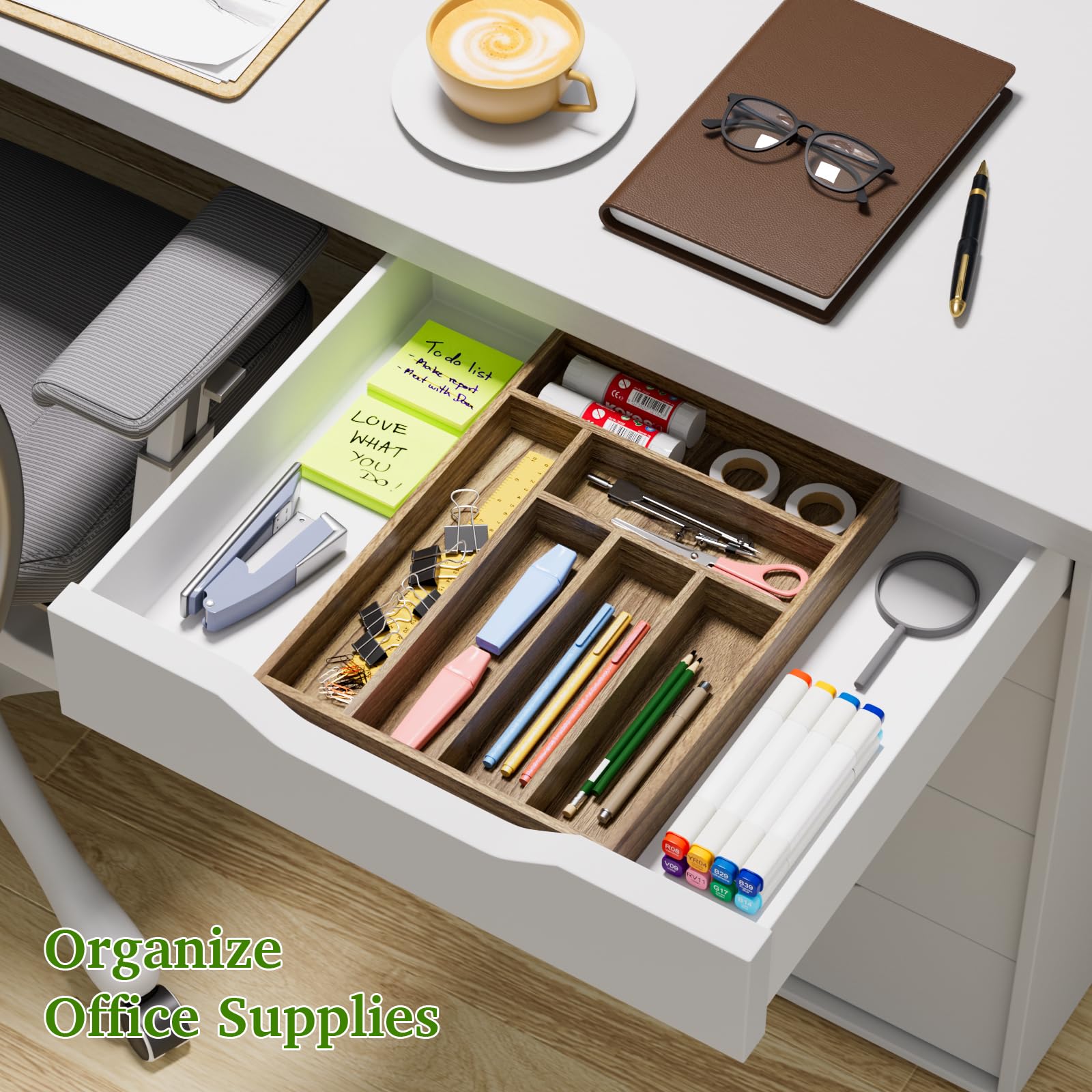 Acacia Wood Silverware Drawer Organizer (30.4 Ounce)