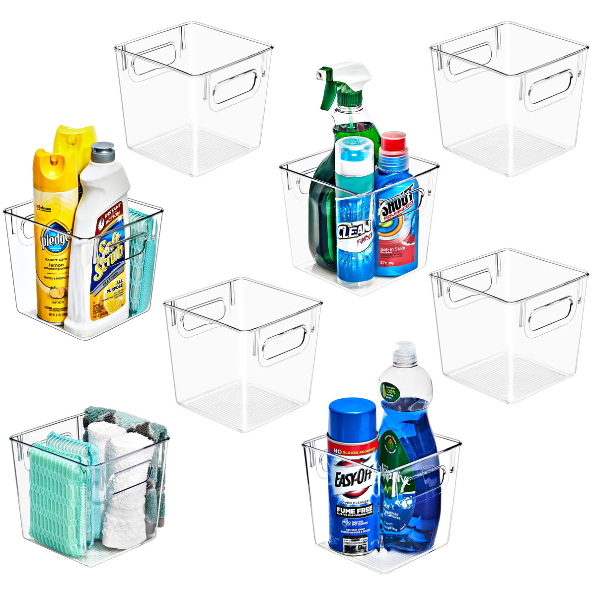 8 Pack Small Clear Plastic Storage Bins (8 Count)