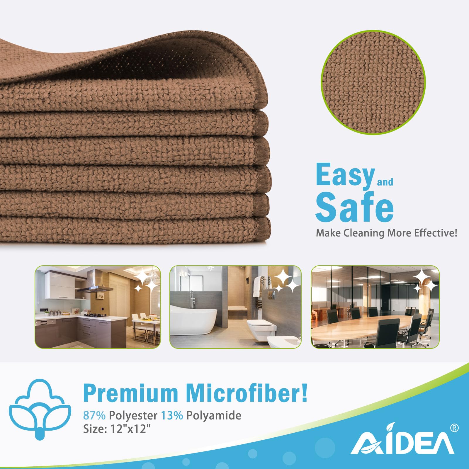 Brown Microfiber Cleaning Cloth (12 Count)