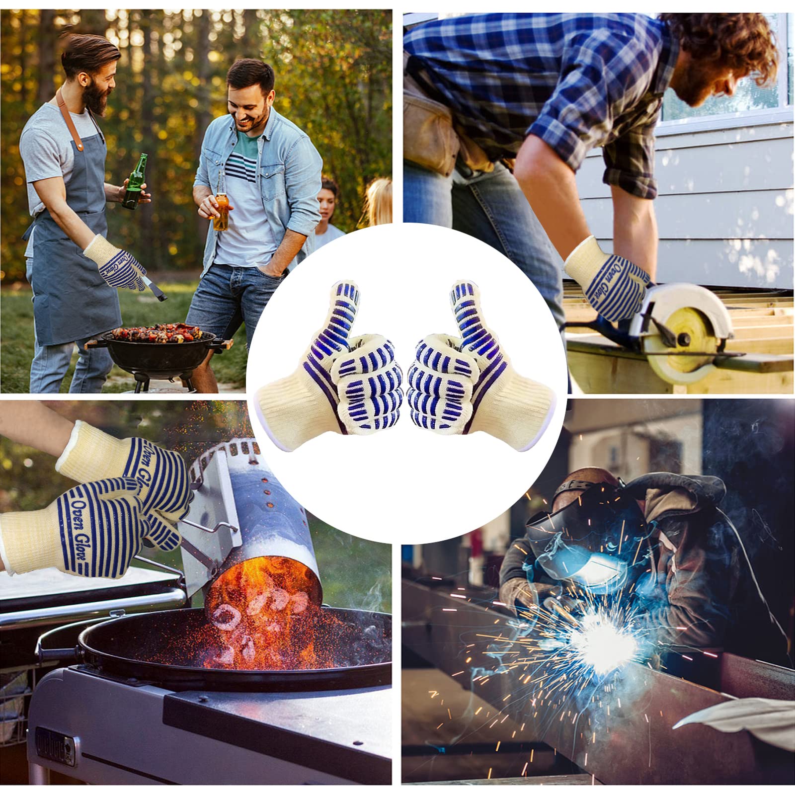 Oven Gloves Heat Resistant 540 Degrees Grilling Gloves (9 Ounce)