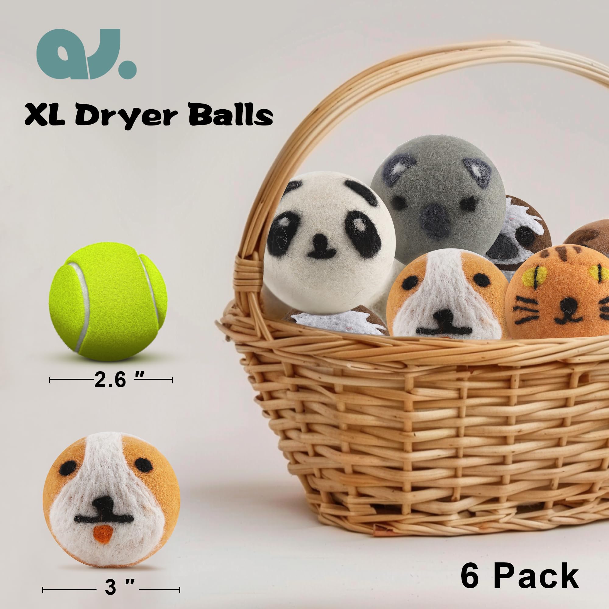 Wool Dryer Balls Laundry Reusable (6 Count)