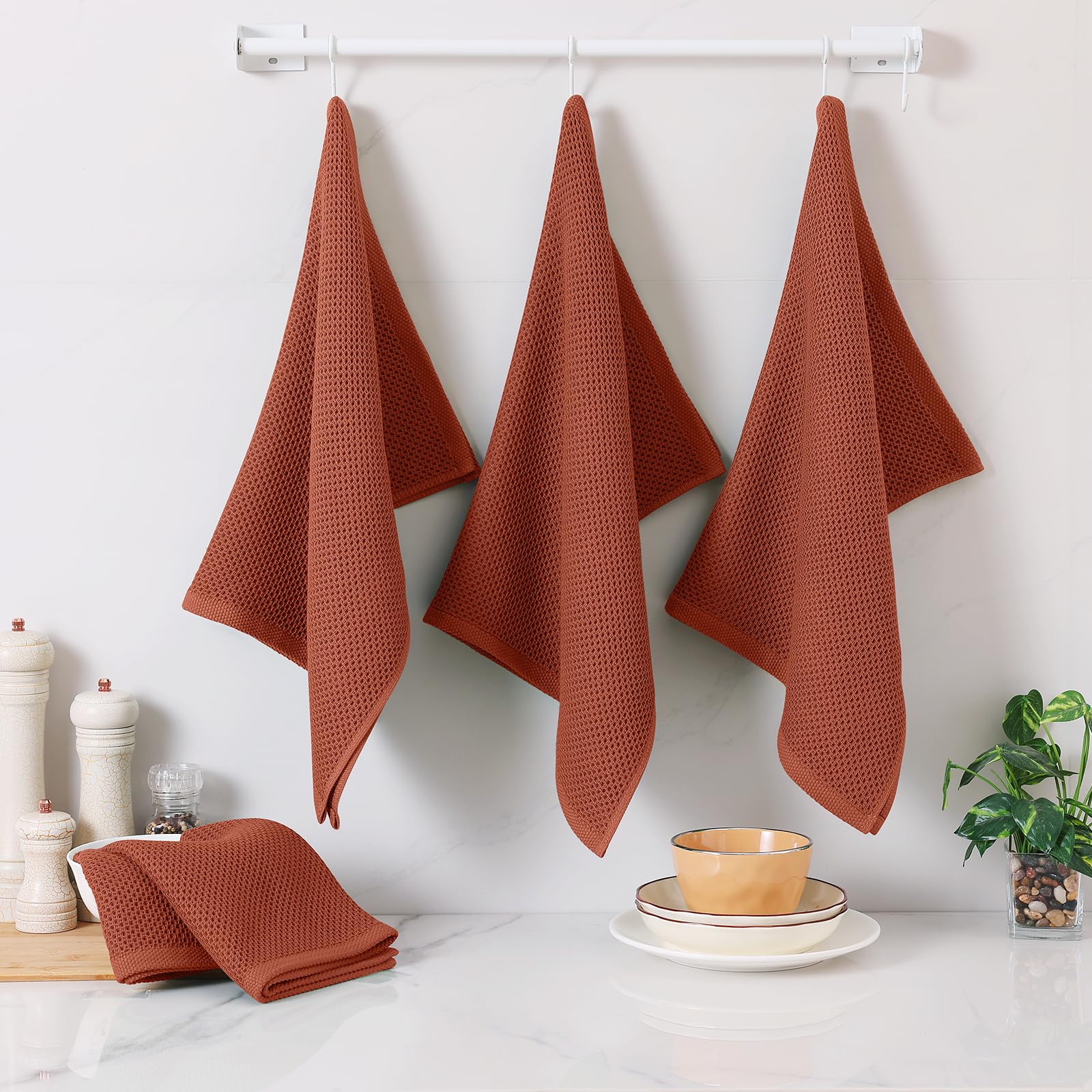 100% Cotton Oversized Waffle Weave Kitchen Towels 8 (8 Count)