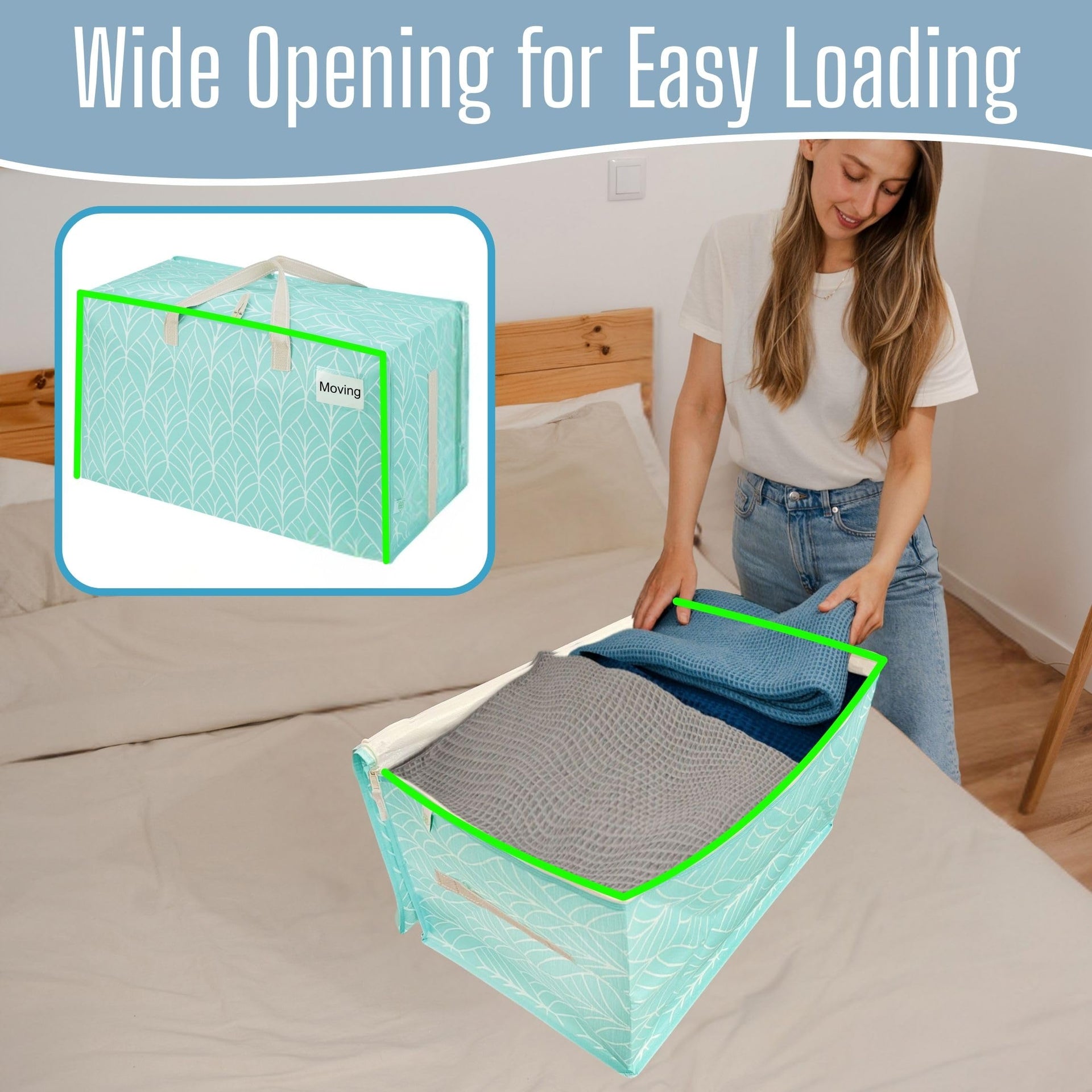 2 Pack Extra Large Heavy Duty Moving Bags with Wide Opening & Reinforced Handles (2 Count)