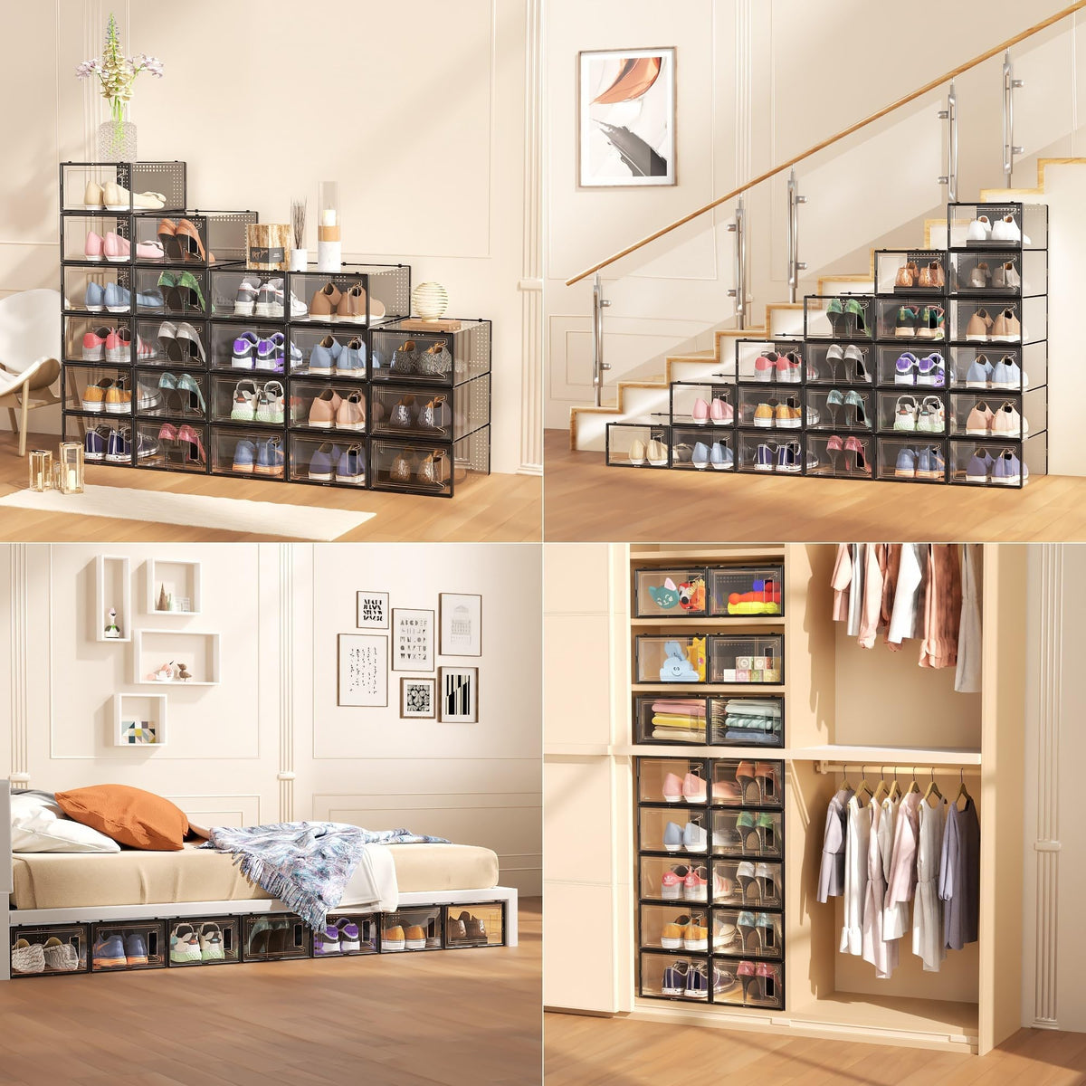 12 Pack Large Shoe Organizer Storage Boxes for Closet (12 Count)