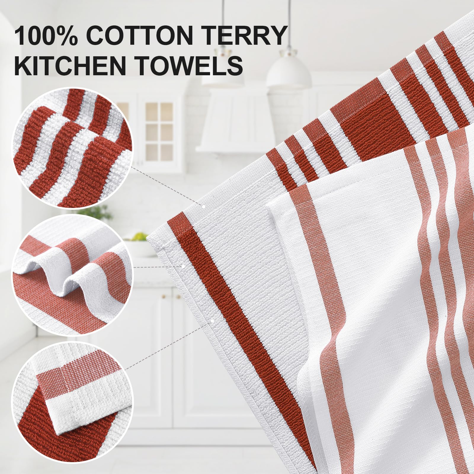 Premium Cotton Stripe Kitchen Towels 8 Pack (8 Count)