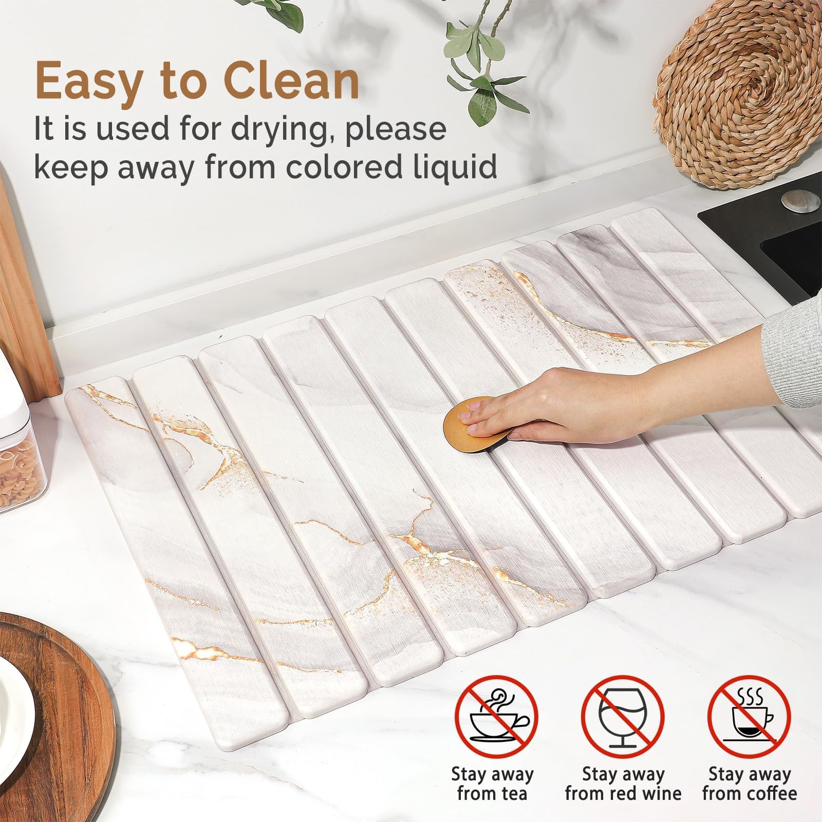Large Stone Dish Drying Mat for Kitchen Counter (2 Count)