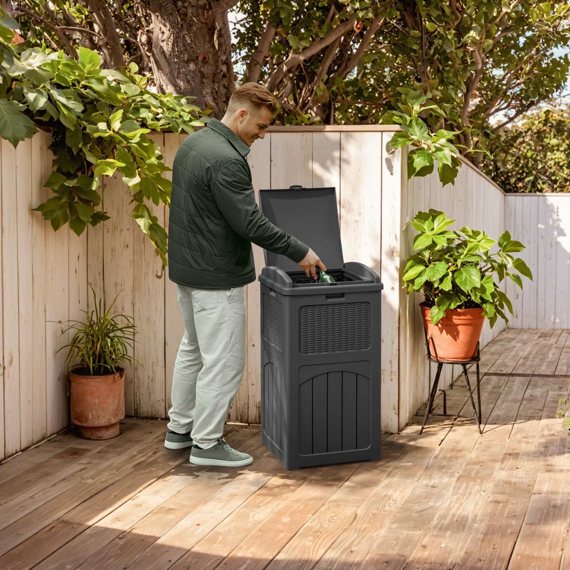 4 Pack Outdoor Trash Can with Lid