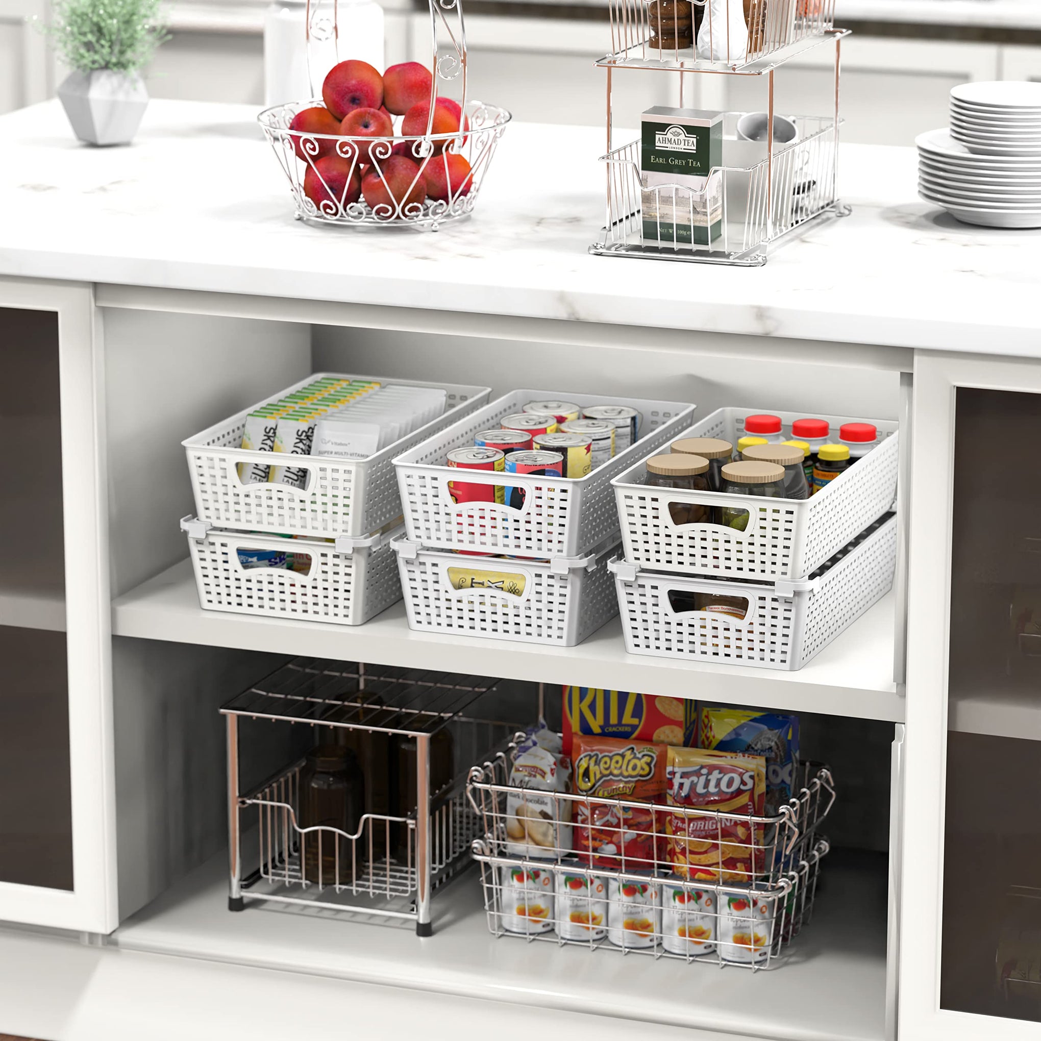 Stackable Plastic Woven Basket Organizer (28 Count)