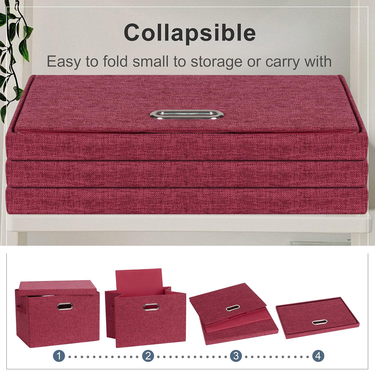 Storage Bins with Lids Fabric Closet Organizers Cubes Office Organization (3 Count)