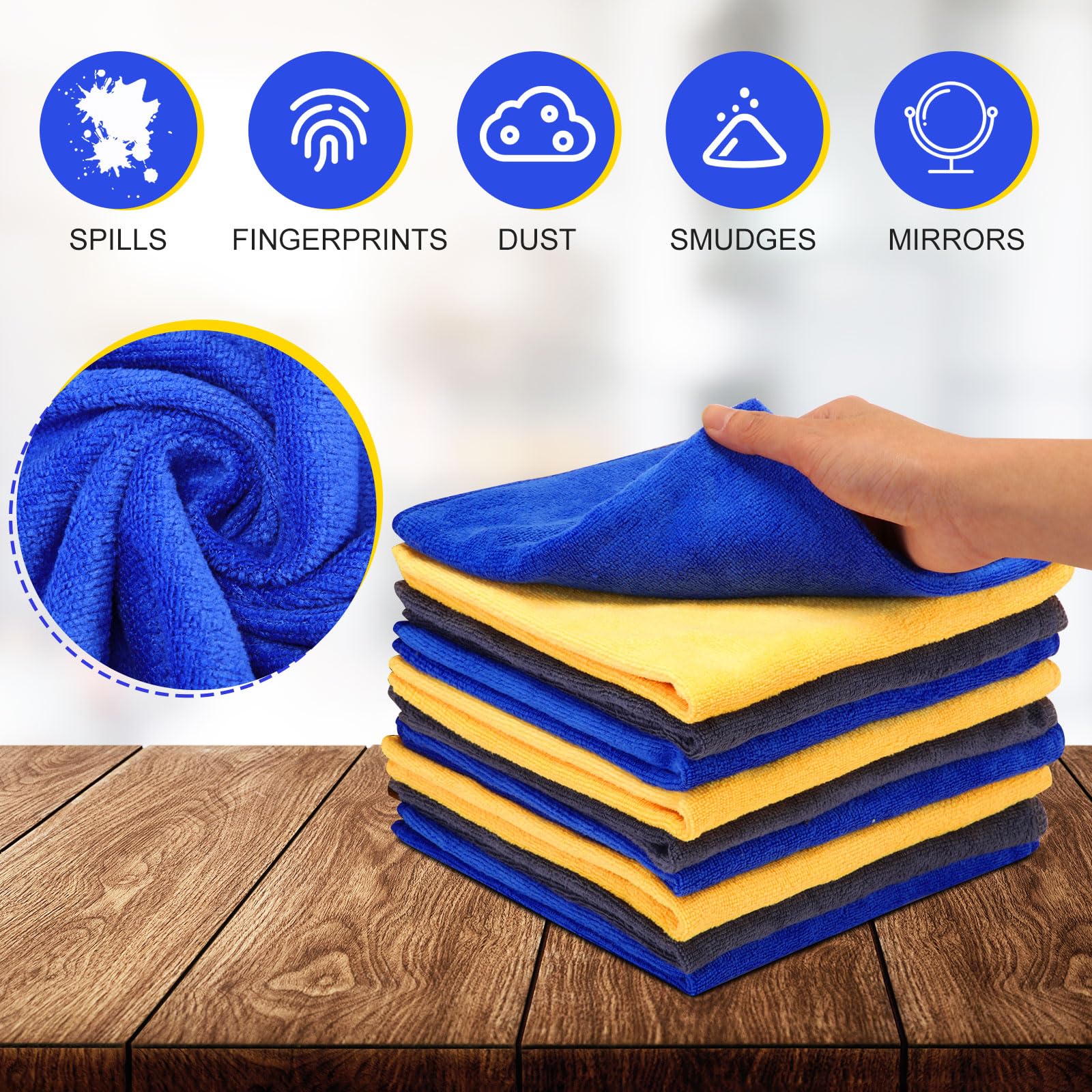 Microfiber Cleaning Cloths for Cars 16 x 16 Inch Ultra Absorbent Car Towels Drying Reusable Cleaning Supplies House Kitchen Window Microfiber Towel (60 Count)
