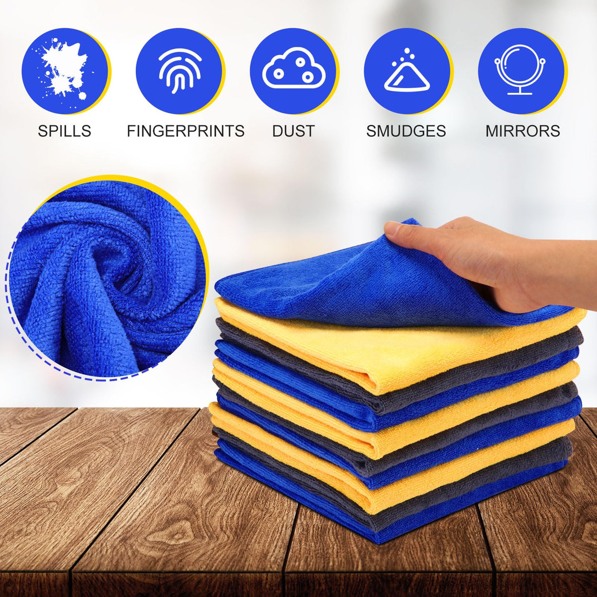 Microfiber Cleaning Cloths for Cars 16 x 16 Inch Ultra Absorbent Car Towels Drying Reusable Cleaning Supplies House Kitchen Window Microfiber Towel (60 Count)