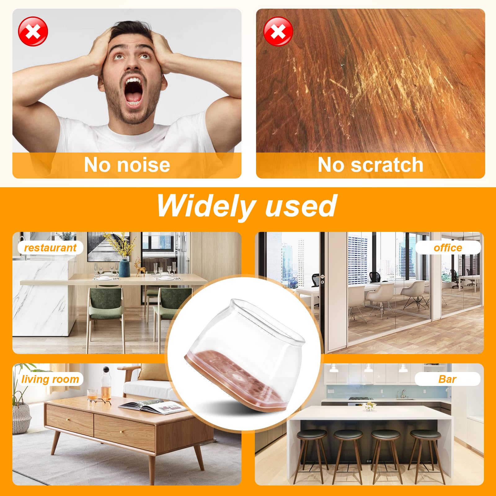 24 Pack Rectangle Chair Leg Floor Protectors for Hardwood Floors (24 Count)