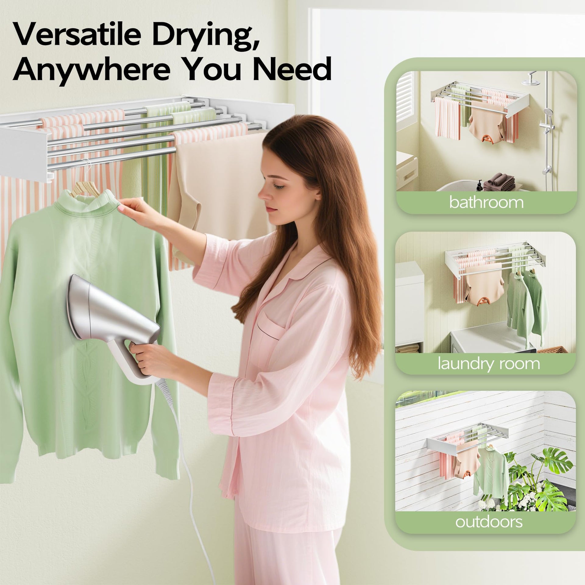 Wall Mounted Clothes Drying Rack 32"