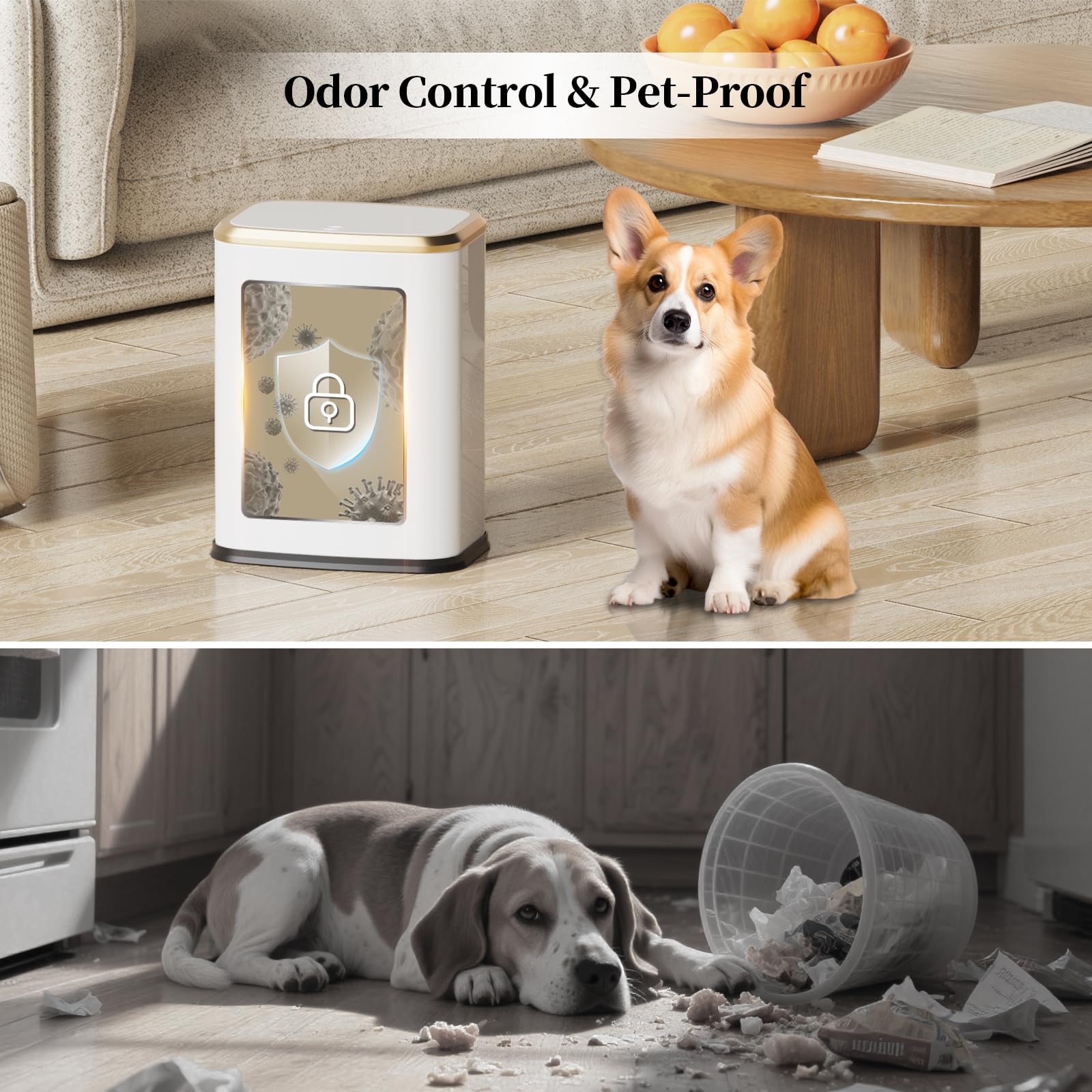 2.1 Gallon Bathroom Trash Can with Lid Press Top