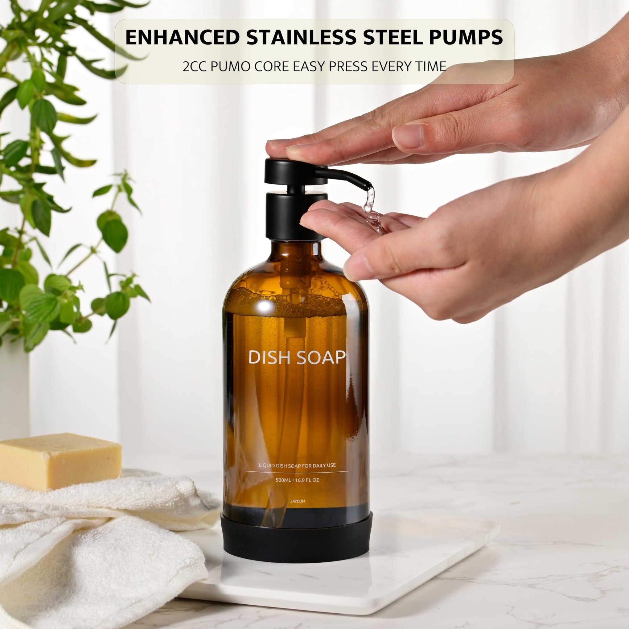 Glass Soap Dispenser Bathroom Set by Janxin